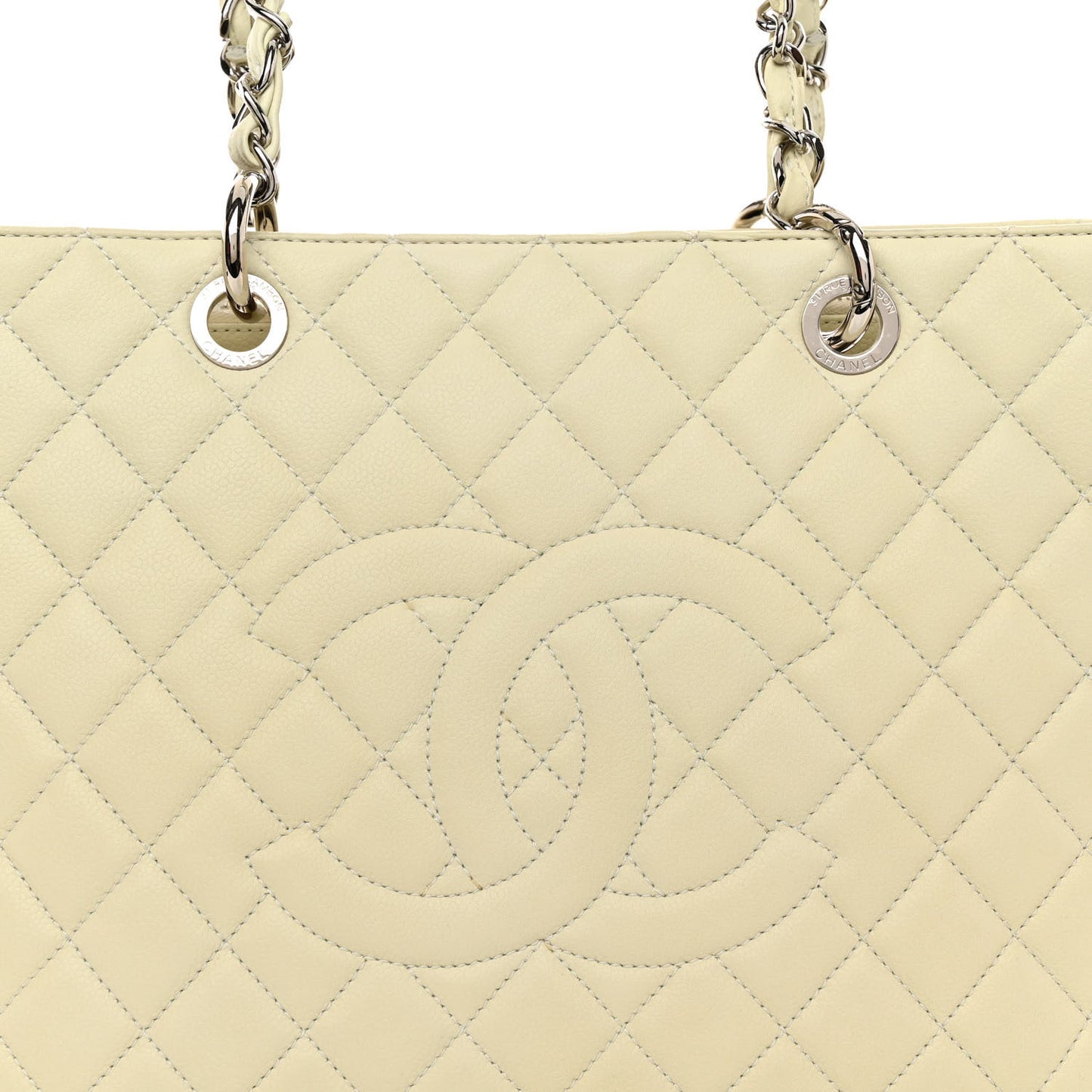 Caviar Quilted Grand Shopping Tote GST White