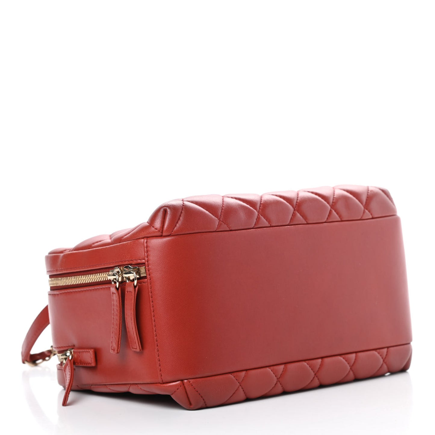 Lambskin Quilted Medium Trendy CC Bowling Bag Red