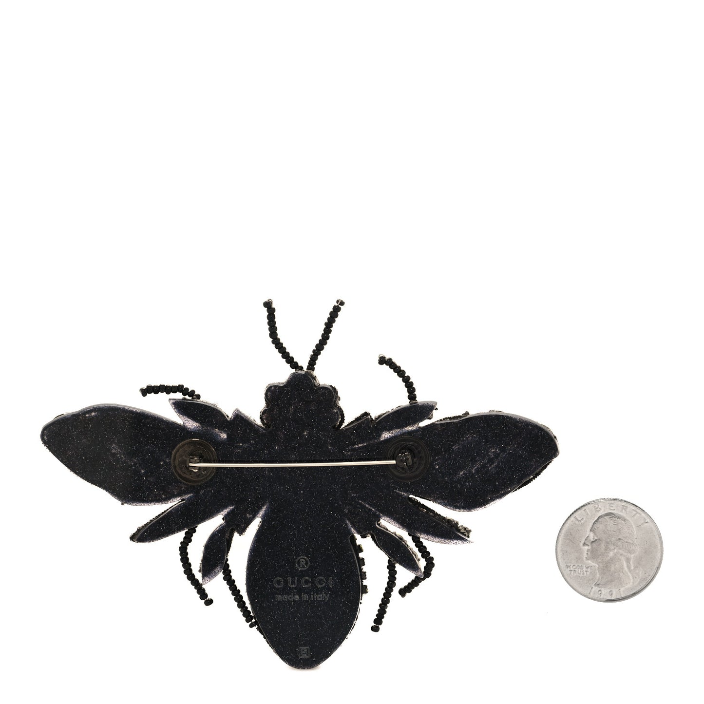 Metal Crystal Bee Brooch Black Yellow