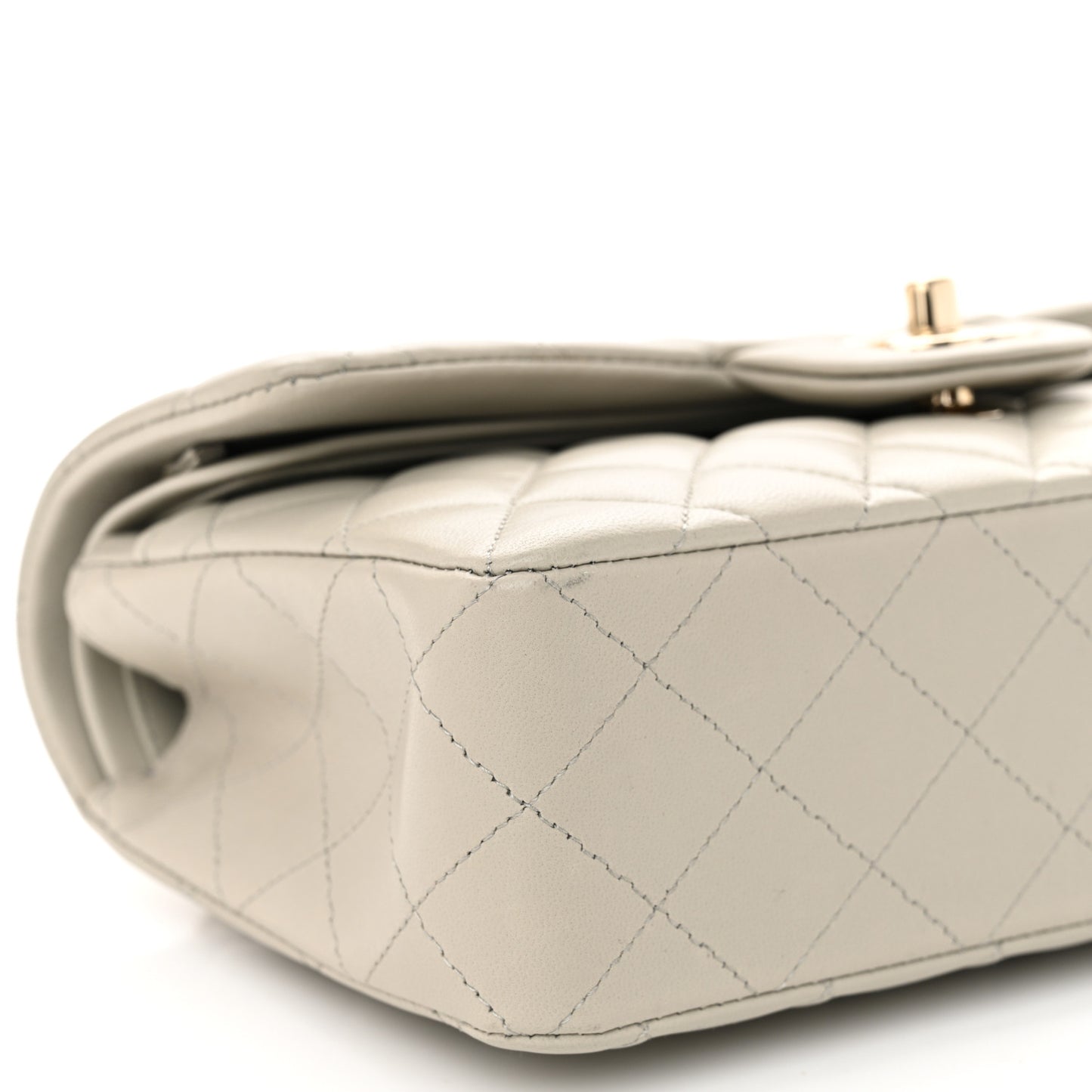 Lambskin Quilted Small Double Flap Grey