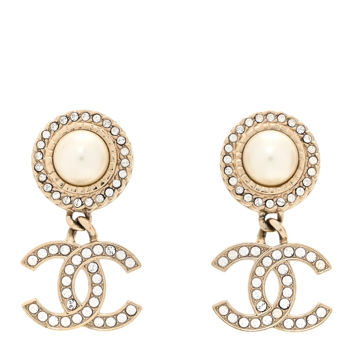 Crystal Pearl Bow-tiful CC Drop Earrings Gold
