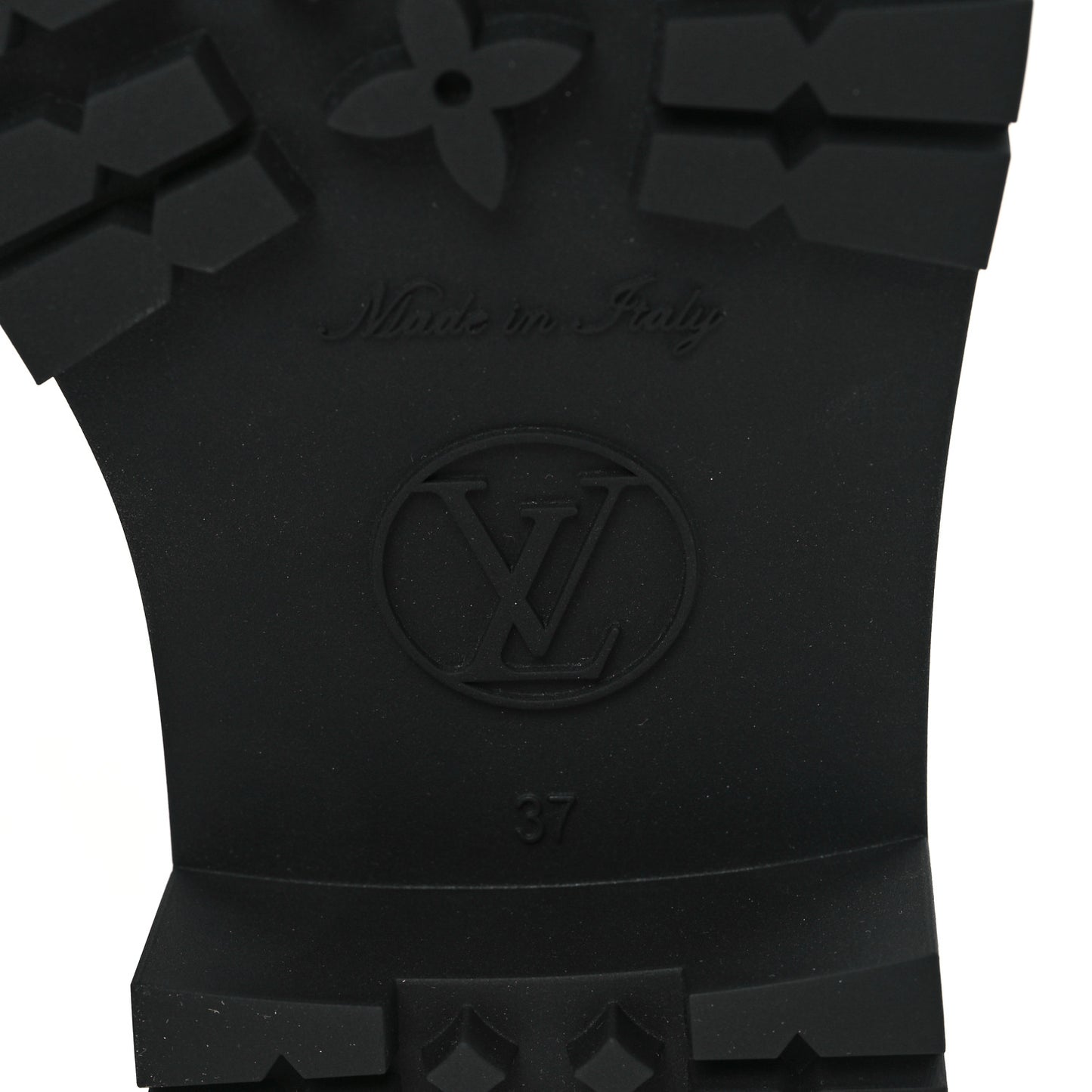 Rubber Embossed Monogram Drops Flat Half Boots 37 Black