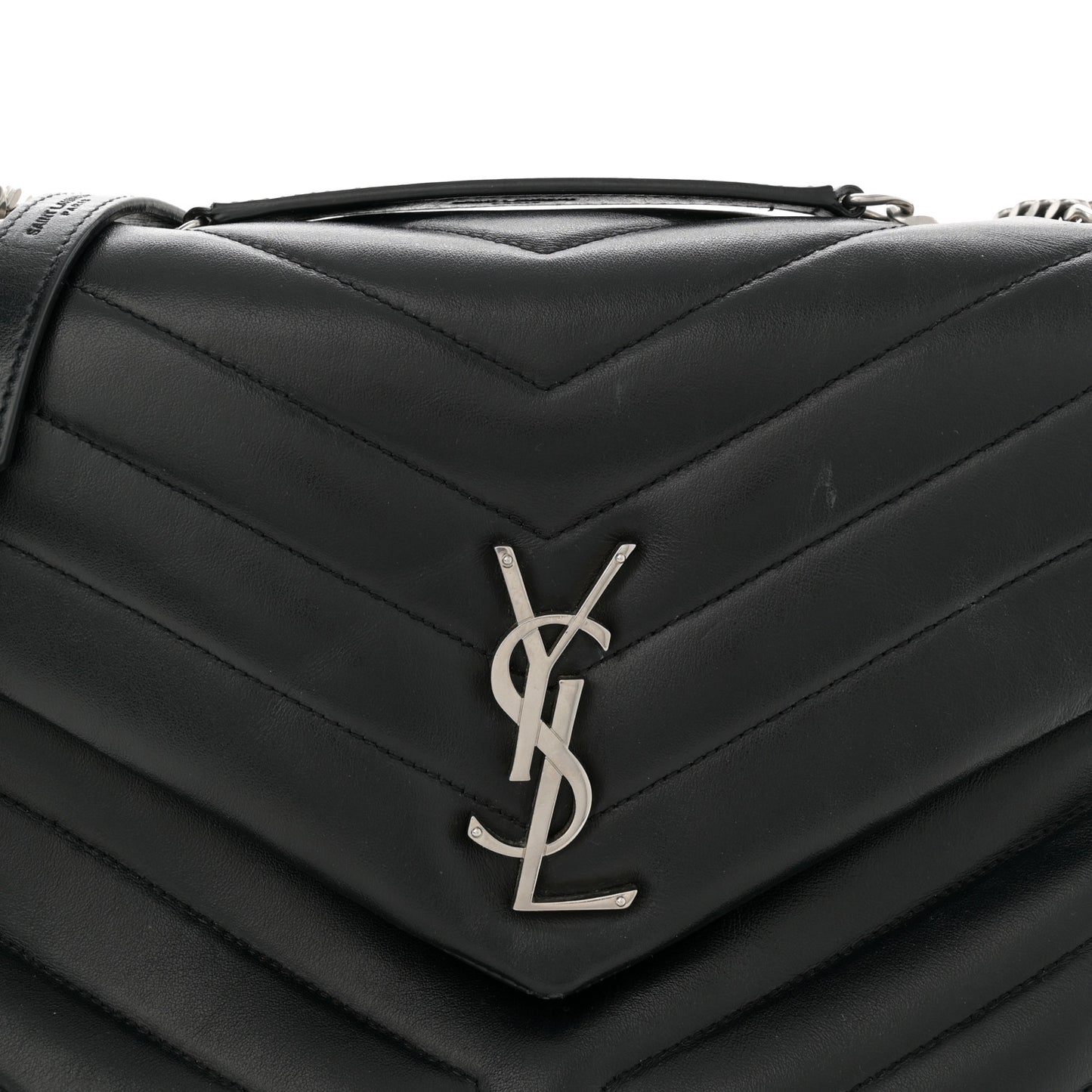 Calfskin Y Quilted Monogram Medium Loulou Chain Satchel Black