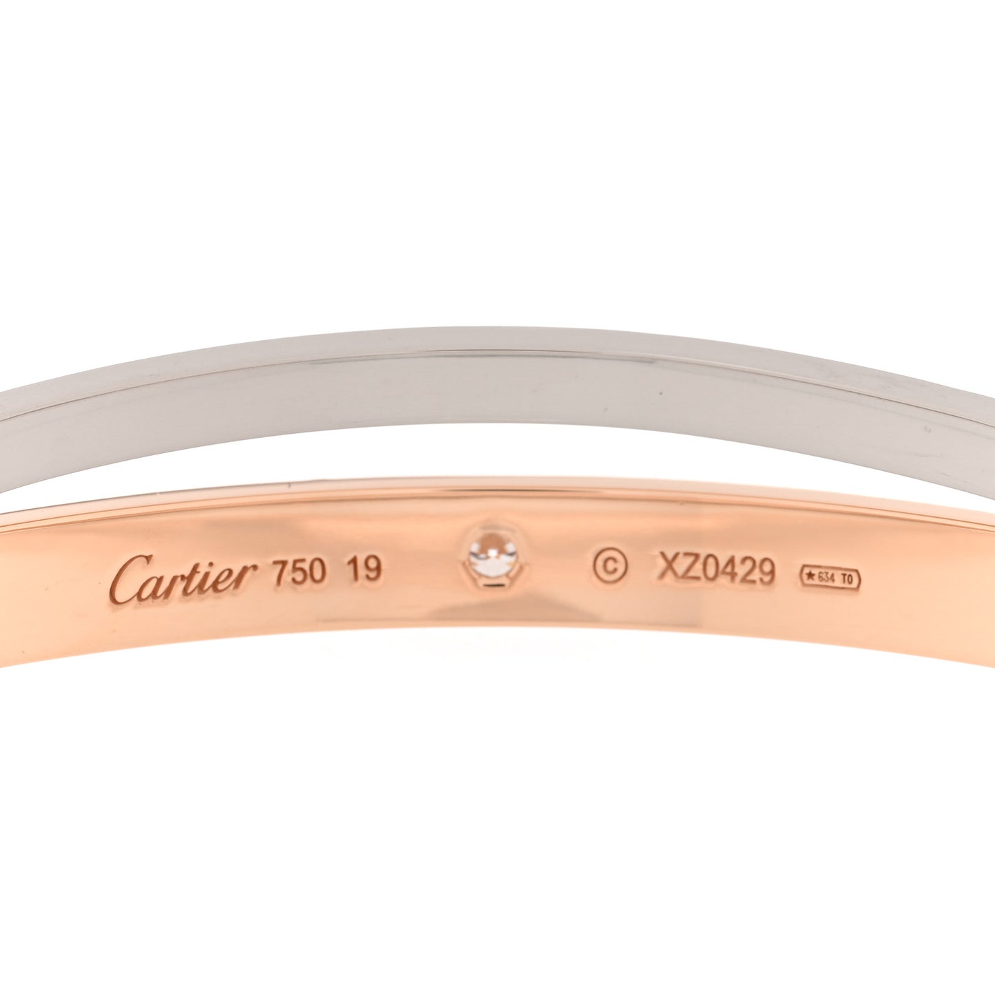 18K Pink White Gold 12 Diamond Double LOVE Bracelet 19