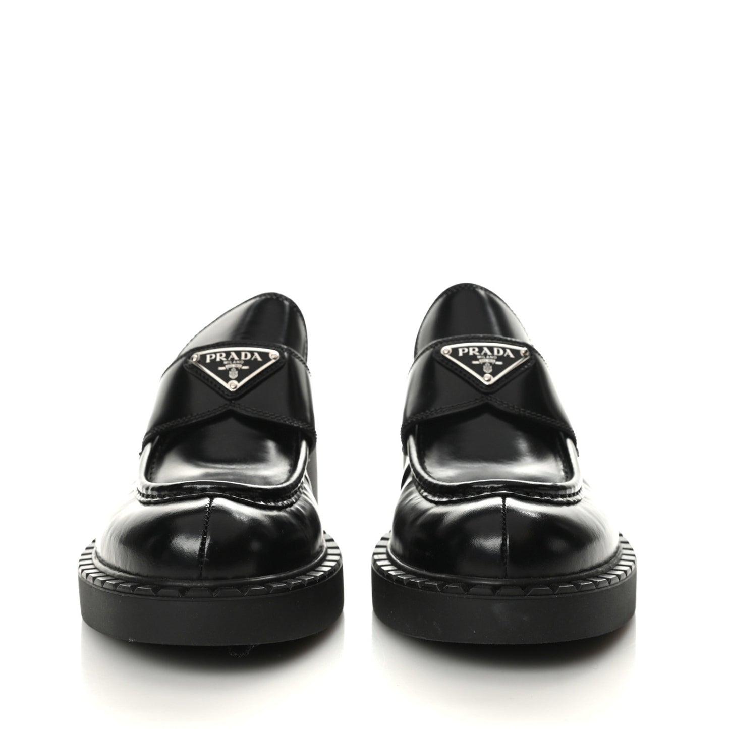 Spazzolato Metal Triangle Logo 50mm Loafers 39.5 Black