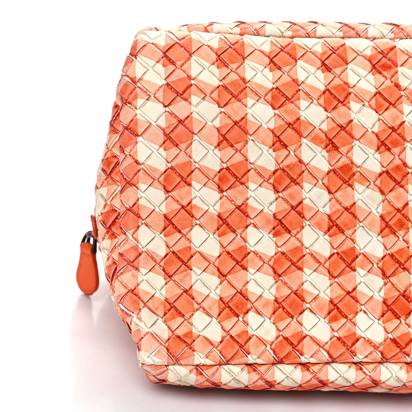 Nappa Intrecciato Gingham Boston White Orange