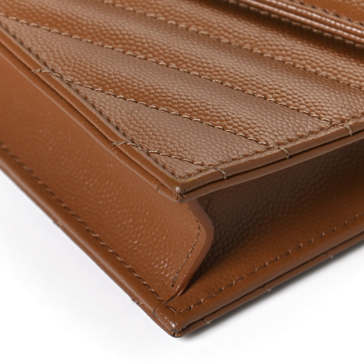 Grain De Poudre Matelasse Chevron Monogram Envelope Chain Wallet Natural Dark
