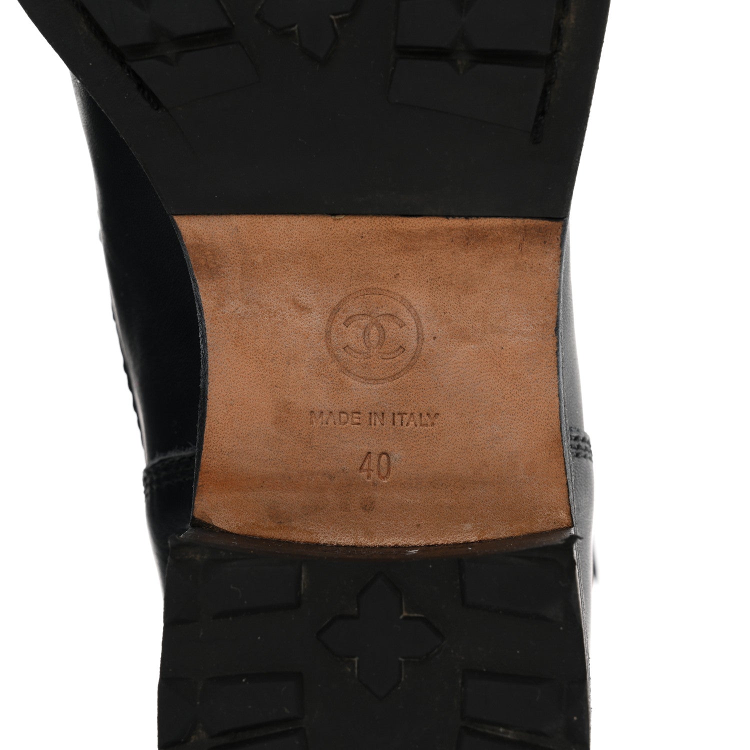 Chanel Sheepskin Quilted CC Tall Lace Up Combat Boots 40 Navy 6 of 11