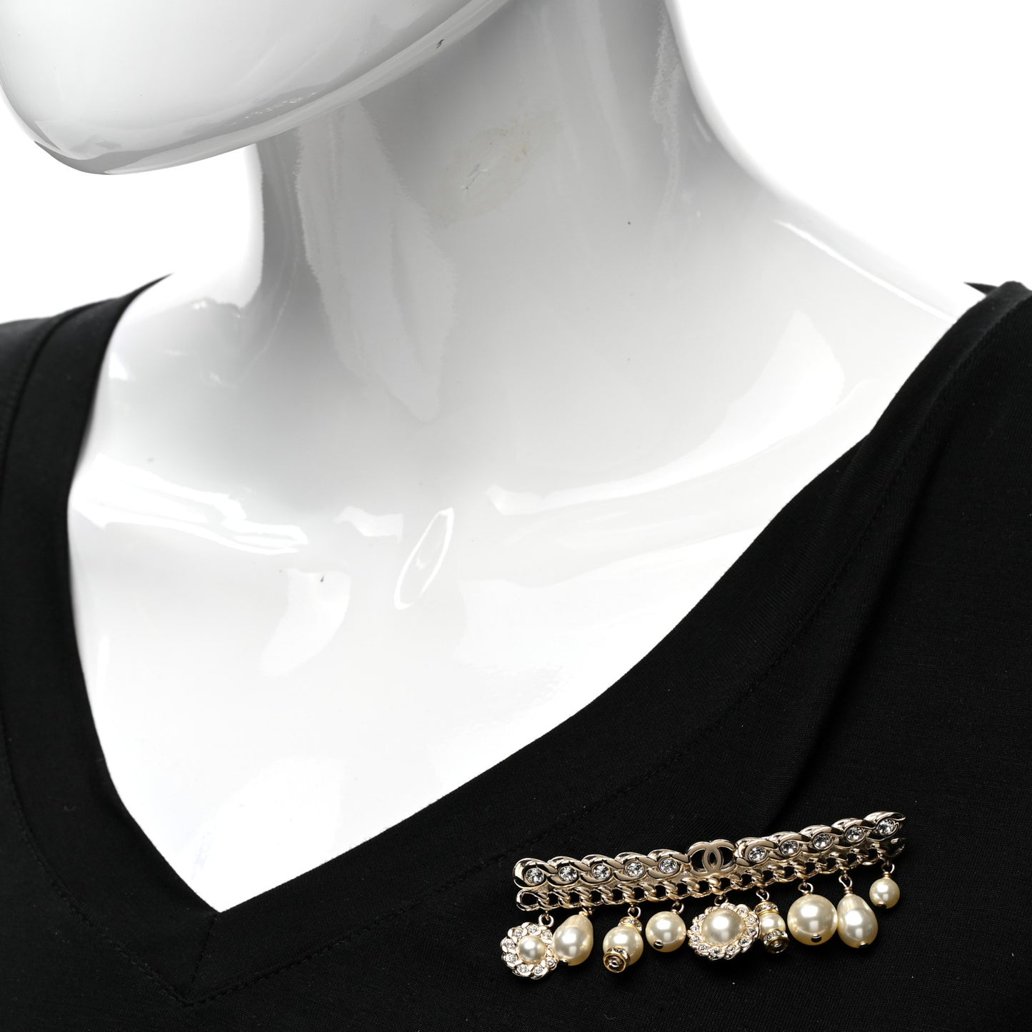 Pearl Crystal Brooch Barrette Gold