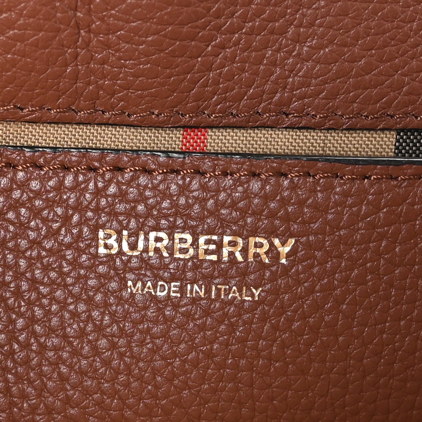 Grainy Calfskin Vintage Check Note Crossbody Bag Malt Brown