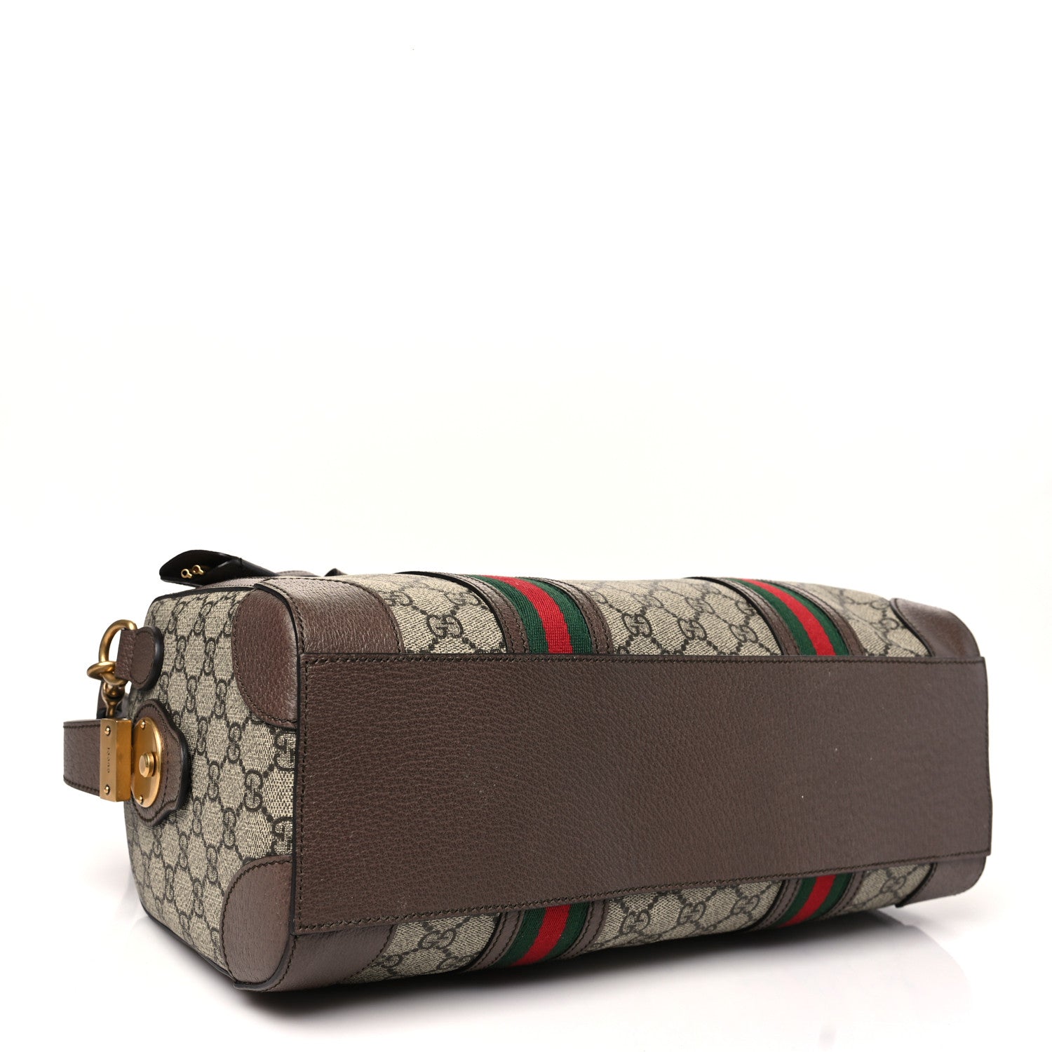 Gucci GG Supreme Monogram Textured Dollar Calfskin Web Small Duffle Bag Beige Ebony 4 of 10