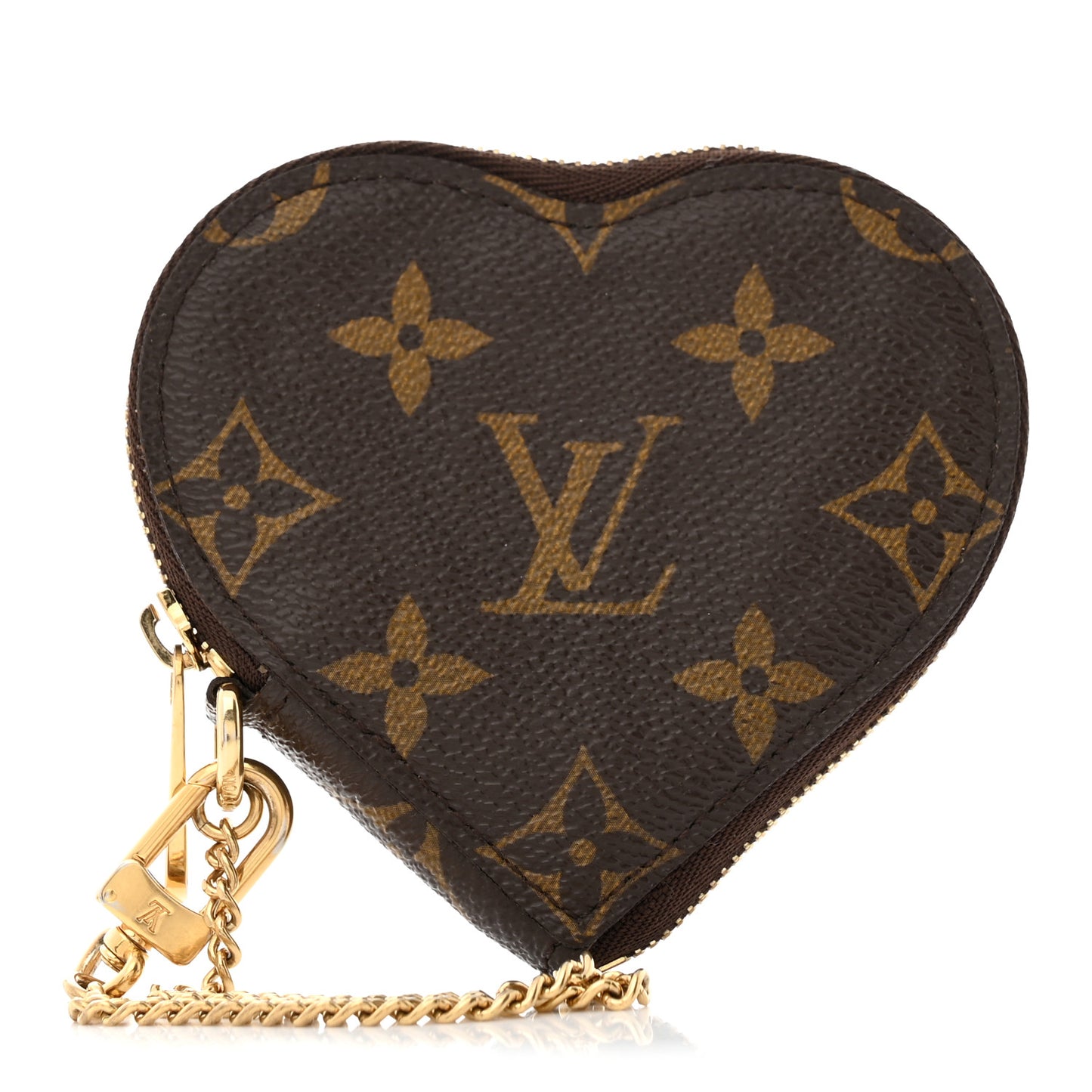 Monogram Leopard Coeur Heart Coin Purse Blanc Corail