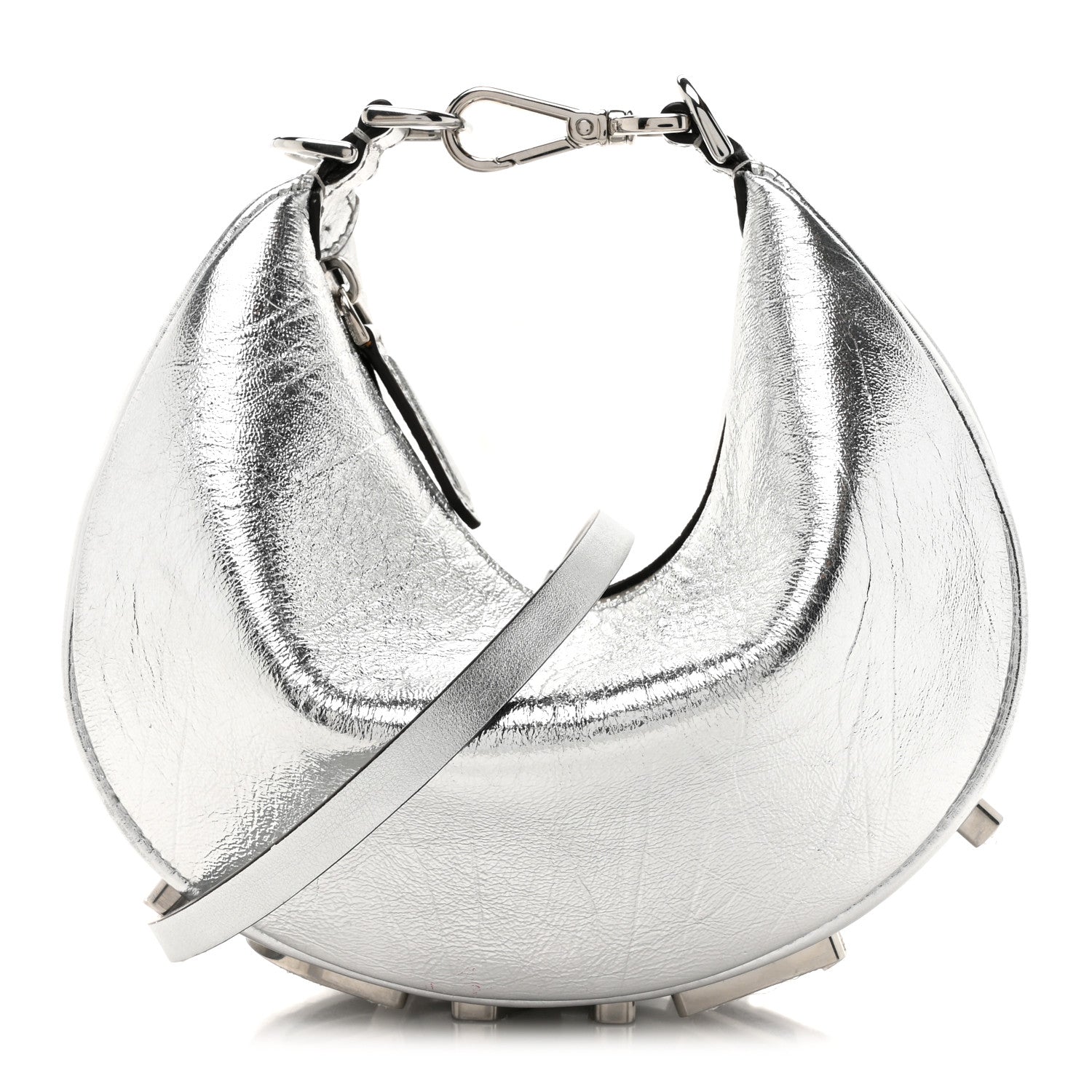 Fendi Rock Millenium Mini Fendigraphy Hobo Bag Argento 1561801