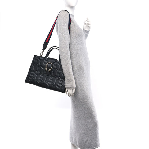 Calfskin Web Quilted Large Dionysus Tote Bag Black