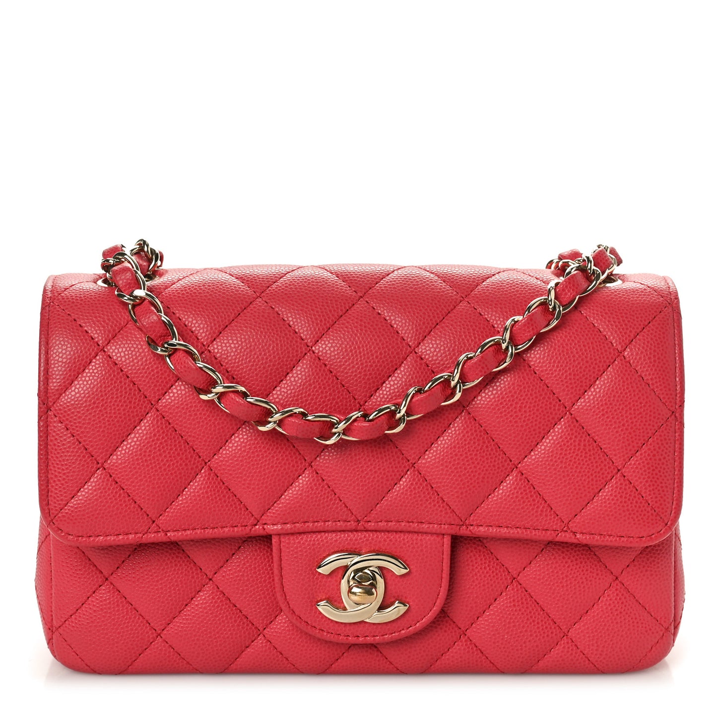 Caviar Quilted Mini Rectangular Flap Dark Pink