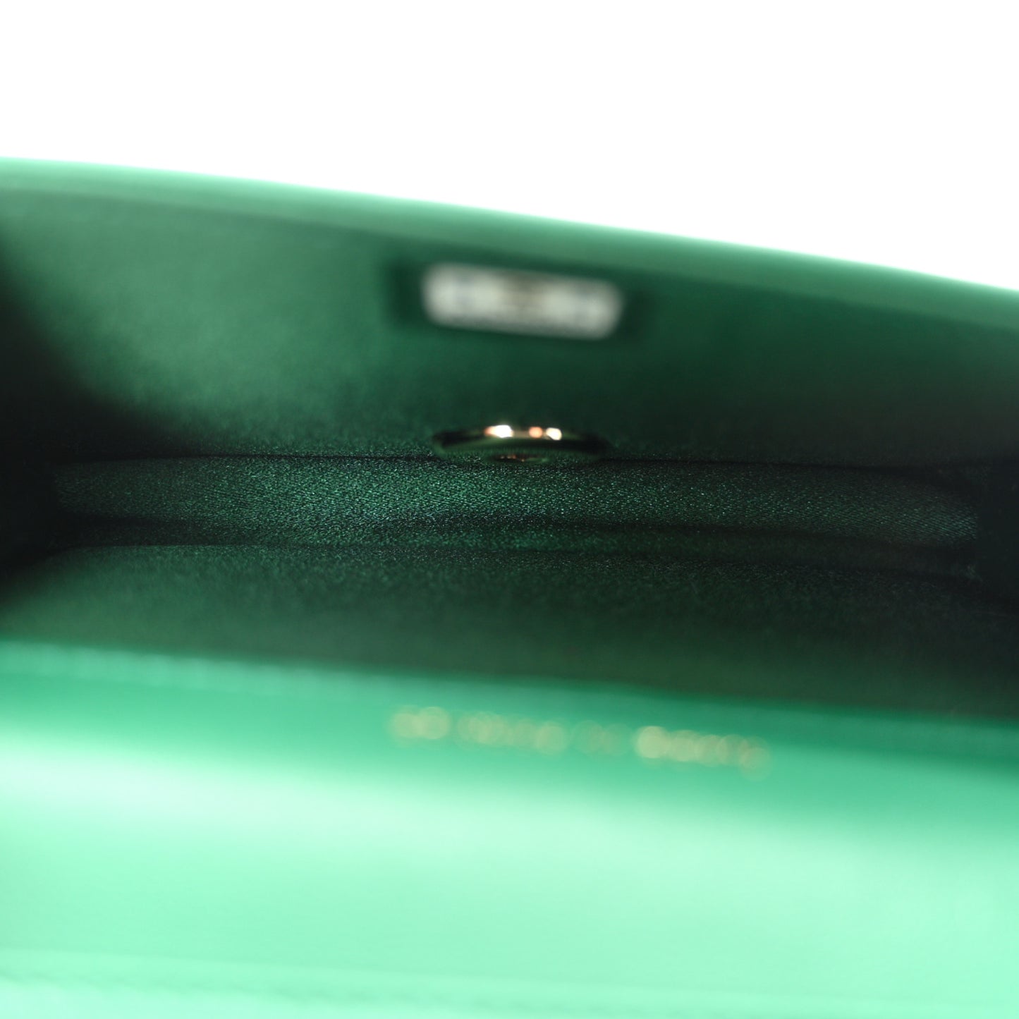 Lambskin Crystal Diamante Clutch With Chain Green