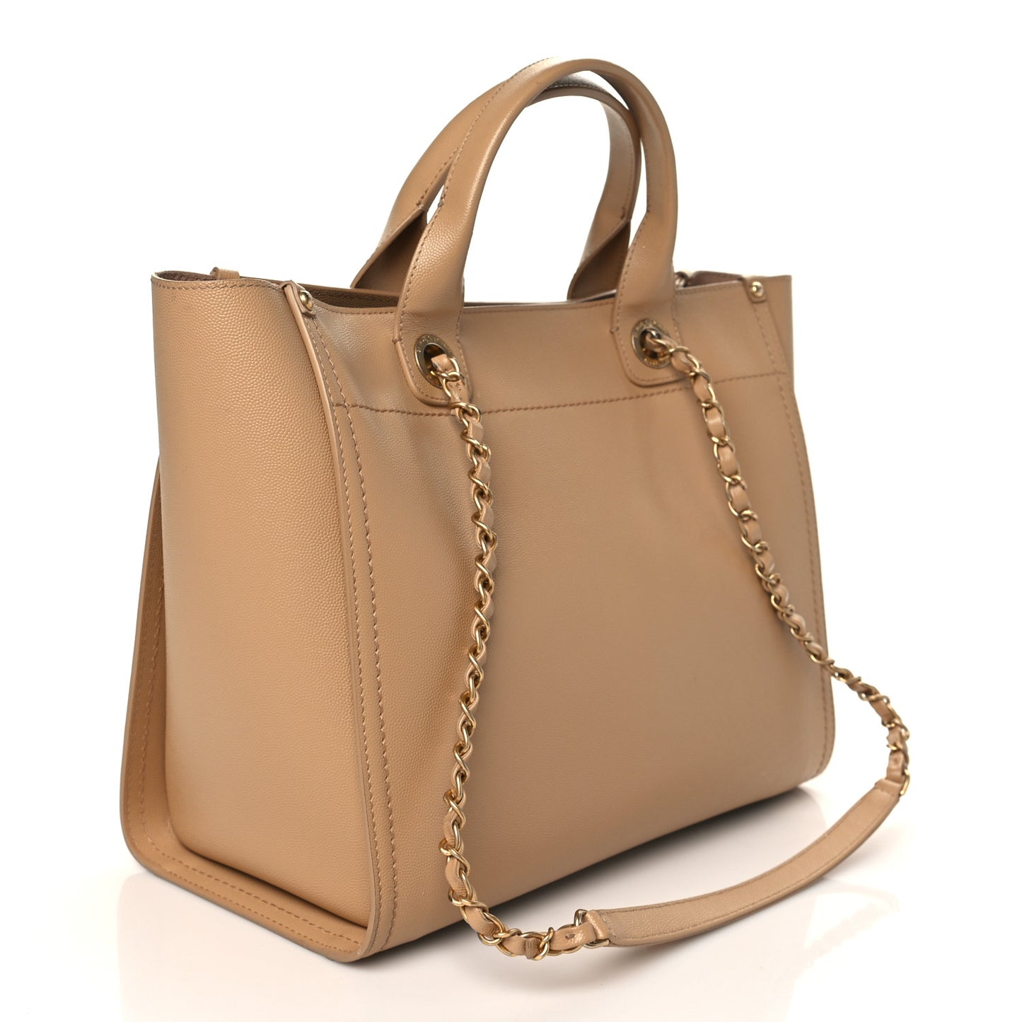 Caviar Small Studded Deauville Tote Beige
