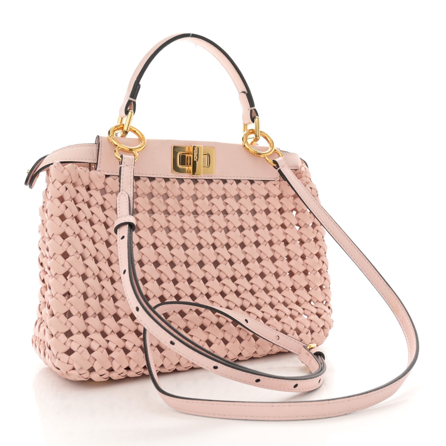 Nappa Woven Mini Peekaboo Iconic Satchel Rosa Confetto