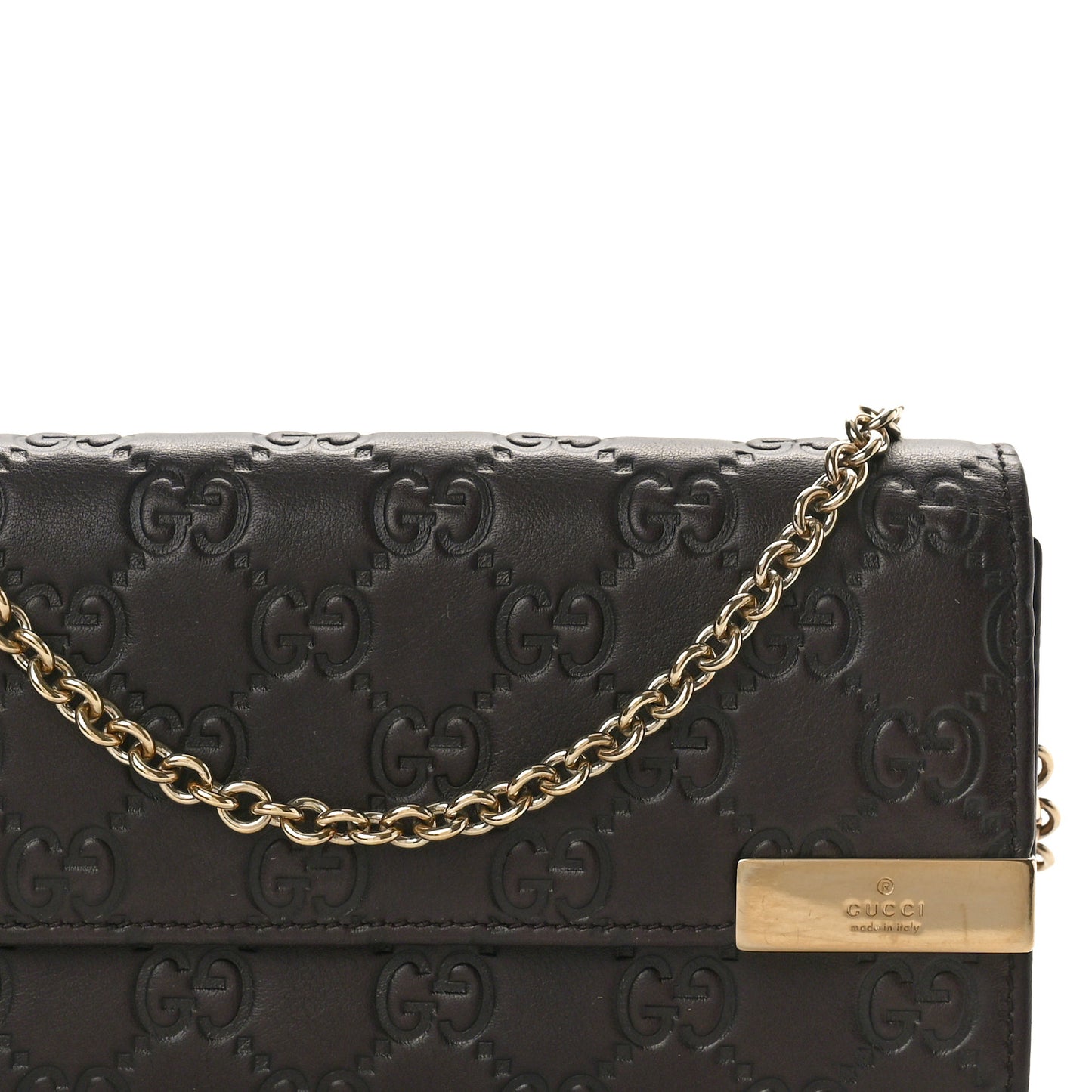 Guccissima Signature Dice Chain Wallet Chocolate