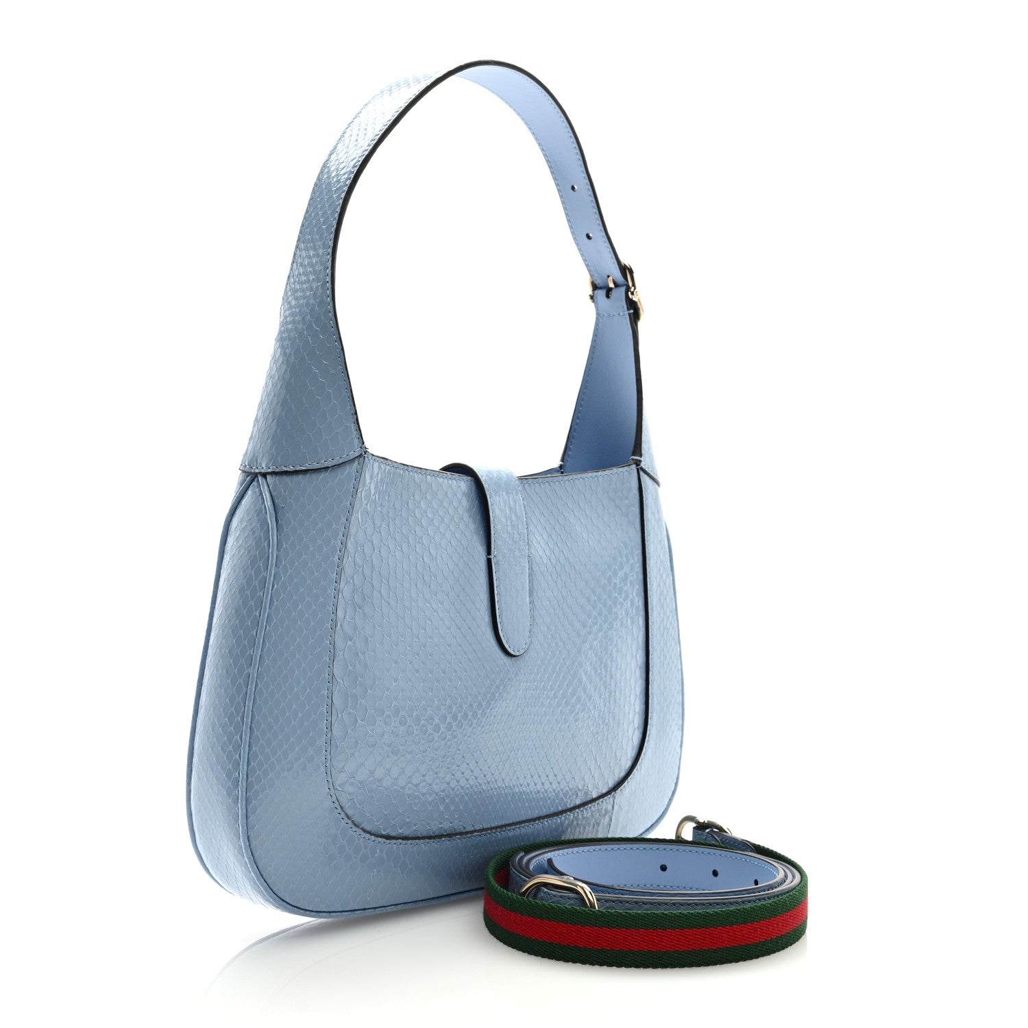 Gucci Snakeskin Web Small Jackie 1961 Hobo Blue 2 of 7