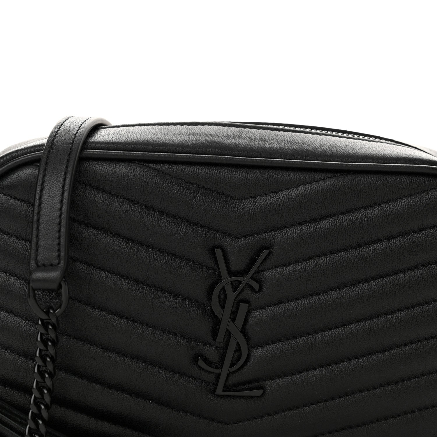 Saint Laurent Calfskin Matelasse Monochrome Monogram Mini Lou Camera Bag Black 7 of 10
