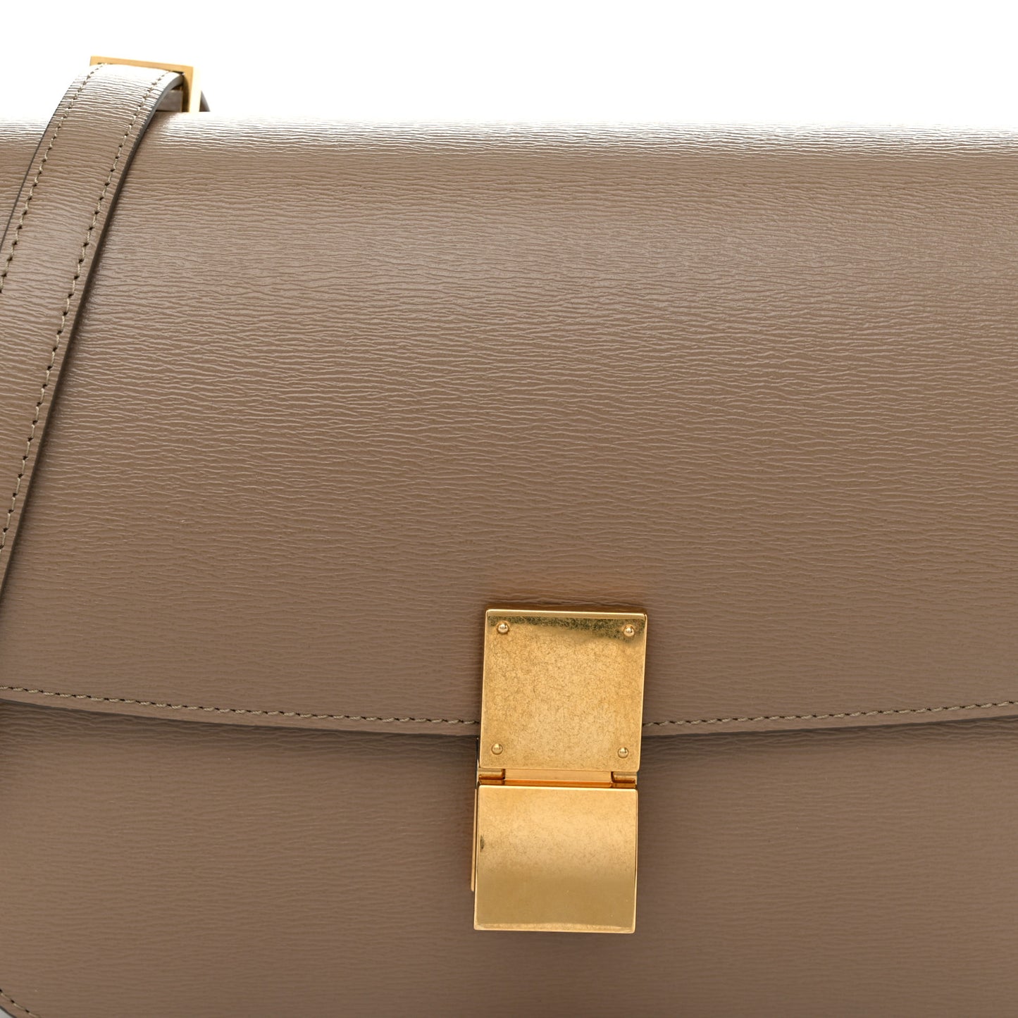Liege Calfskin Medium Classic Box Flap Bag Taupe