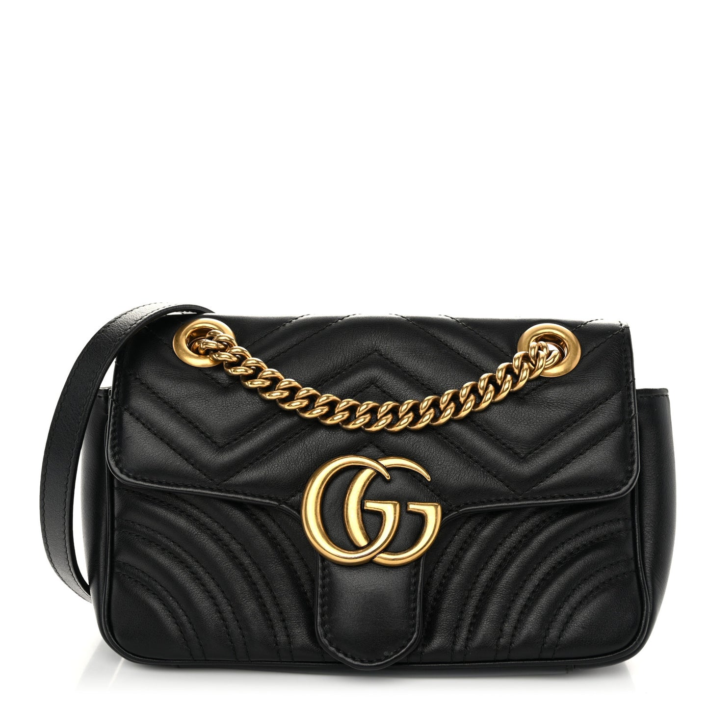 Calfskin Matelasse Mini GG Marmont Shoulder Bag Black