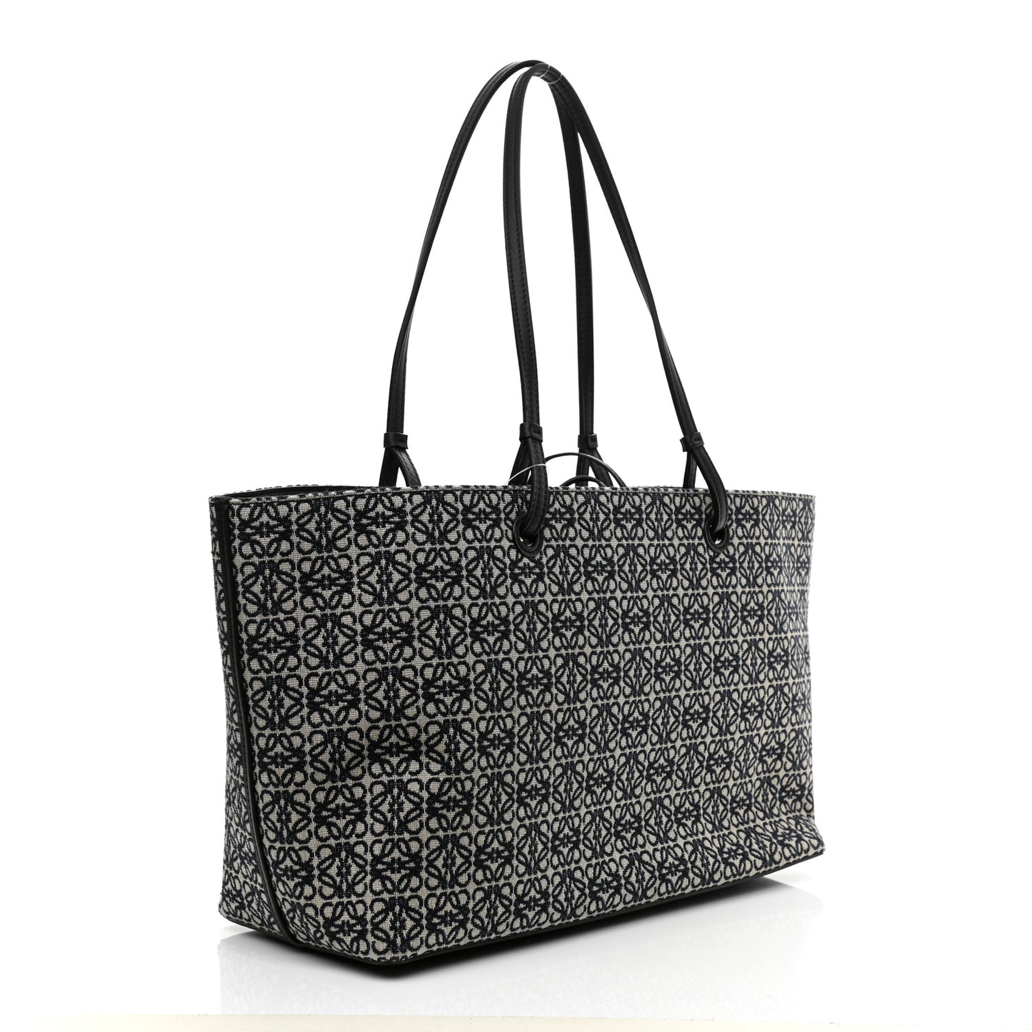 Jacquard Anagram Calfskin East West Tote Navy Black