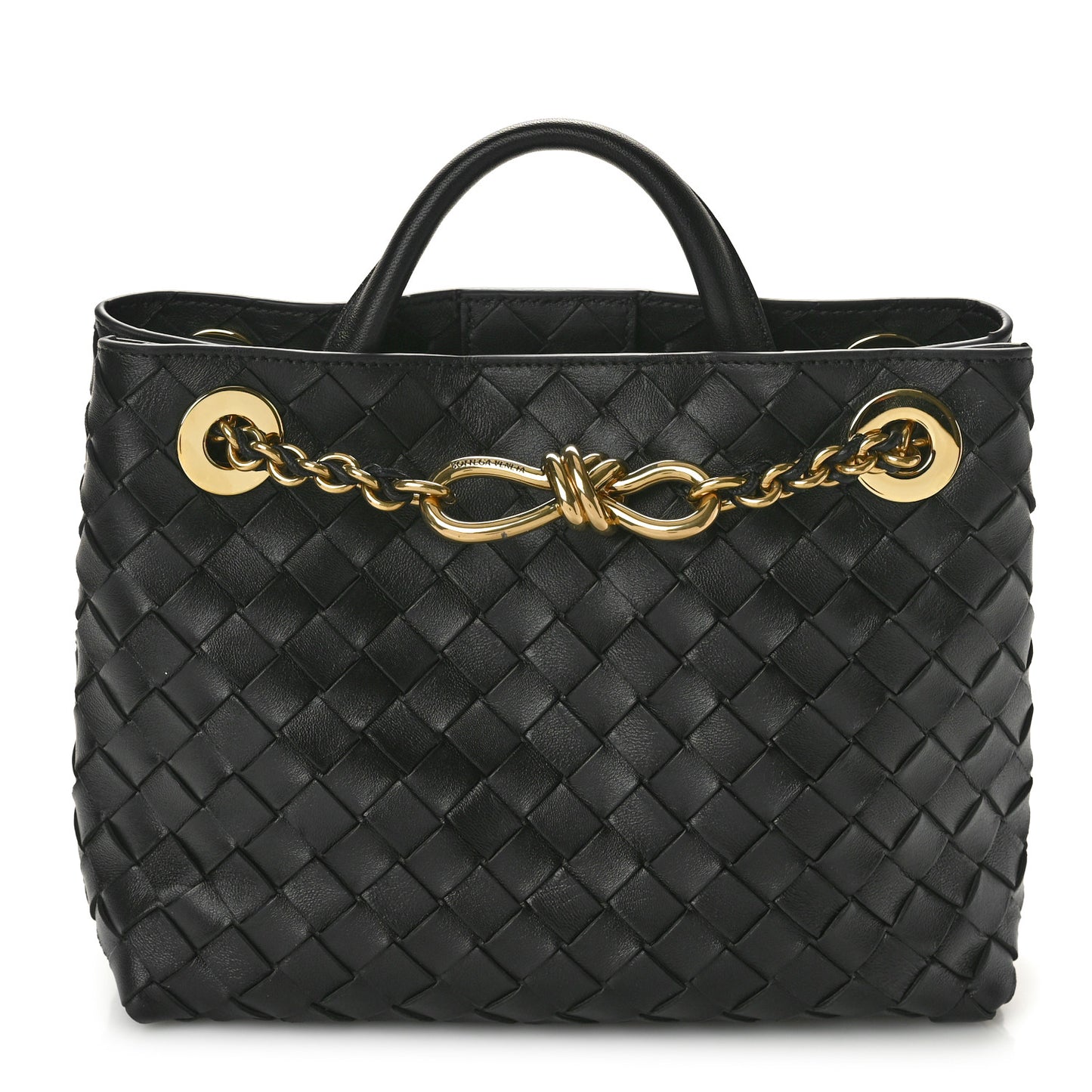 Nappa Intrecciato Small Andiamo With Chain Shoulder Bag Black