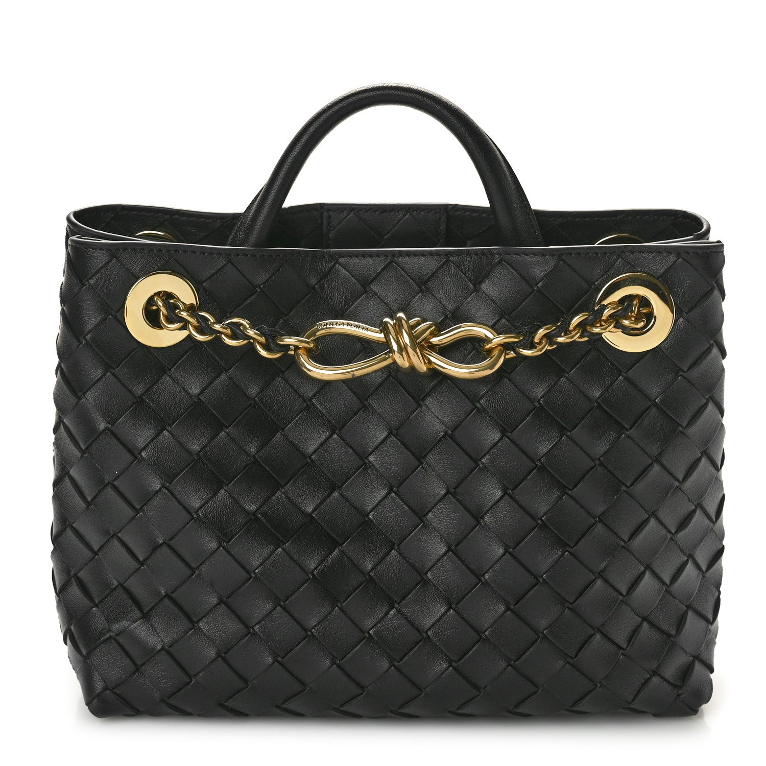 Bottega Veneta Nappa Intrecciato Small Andiamo With Chain Shoulder Bag Black 1 of 8