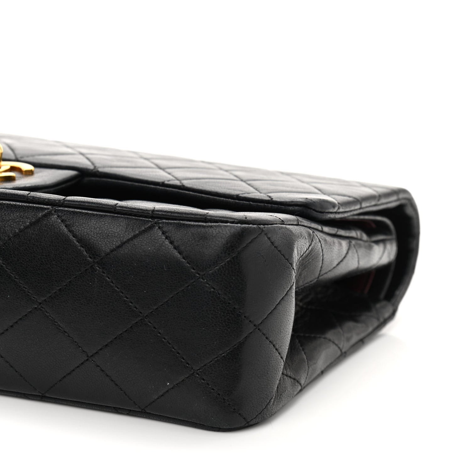 Lambskin Quilted Medium Double Flap Black