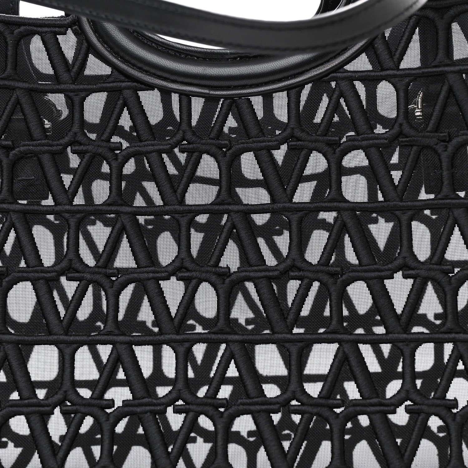 Valentino Garavani Toile Mesh Iconographe Goatskin Le Troisieme Shopping Bag Black 9 of 11