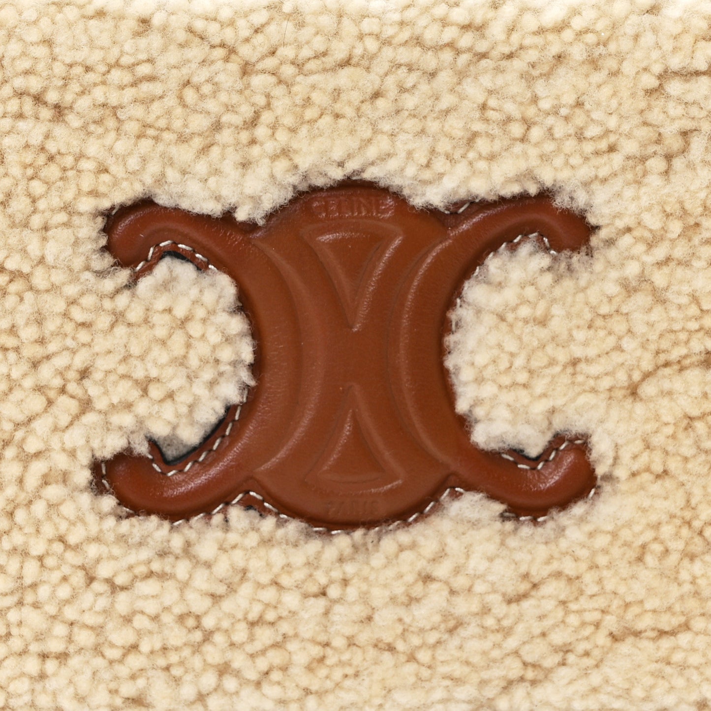 Shearling Calfskin Cuir Triomphe Mini Camera Shoulder Bag Natural Tan
