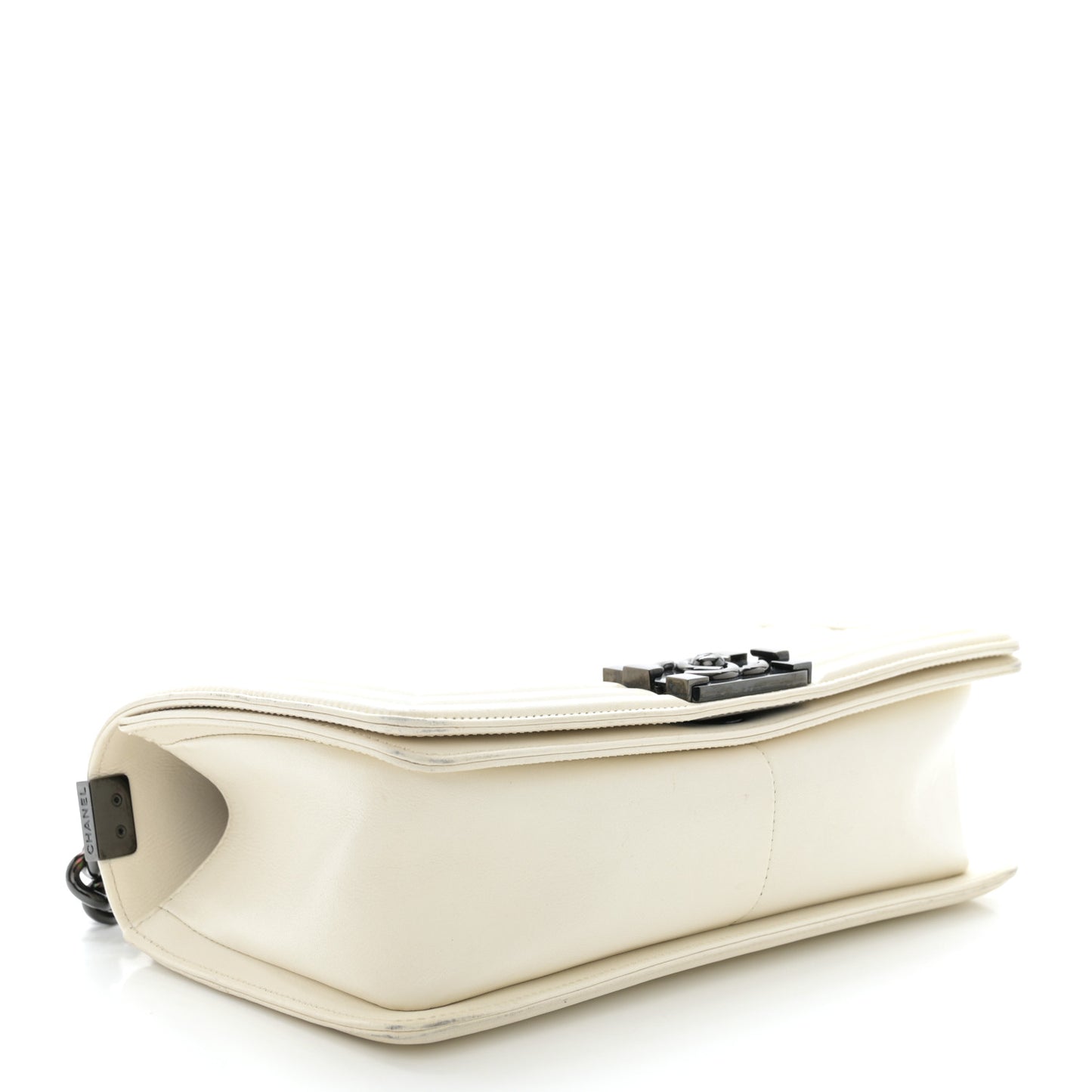 Calfskin Quilted Medium Boy Flap White