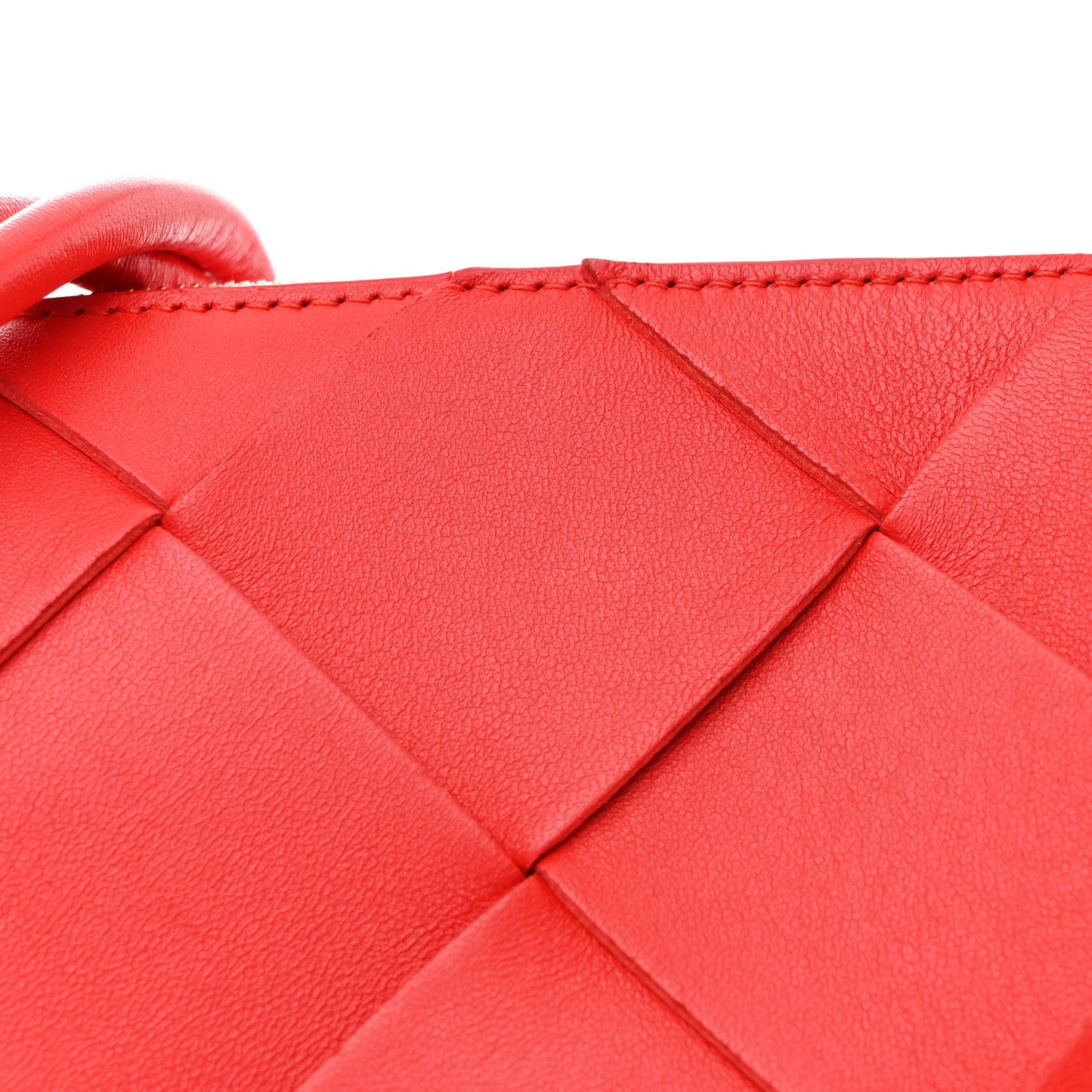 Lambskin Maxi Intrecciato Small Cassette Camera Bag Bright Red