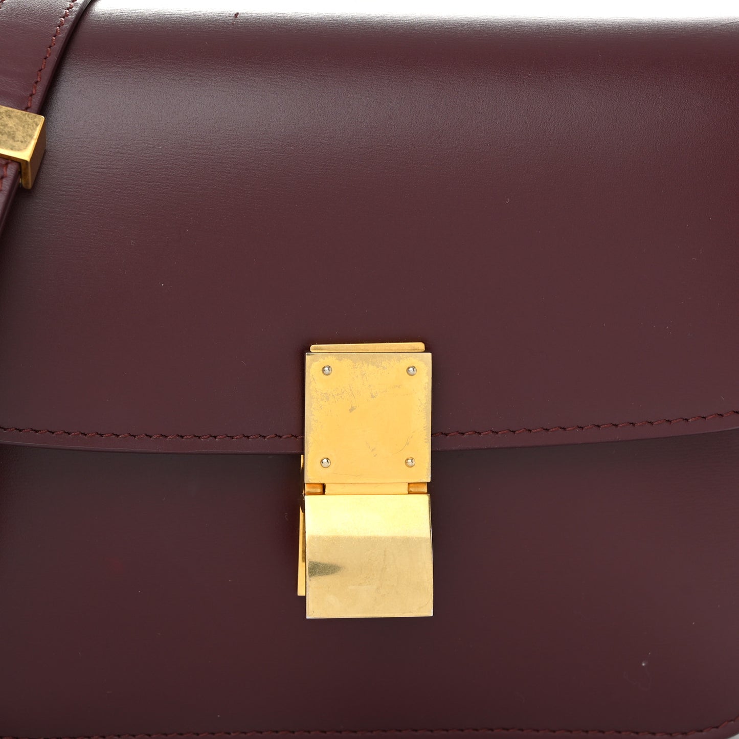 Box Calfskin Teen Classic Box Flap Bag Burgundy