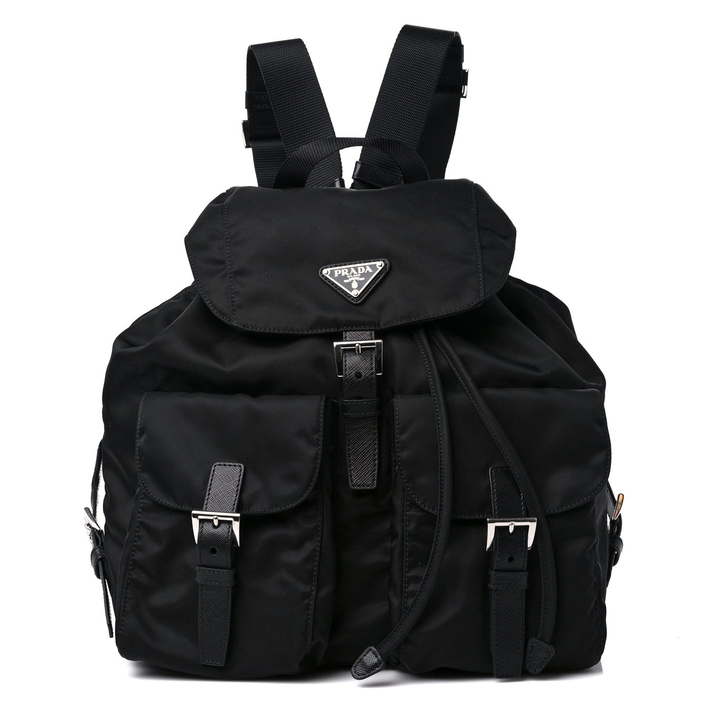 Tessuto Nylon Saffiano Medium Backpack Black