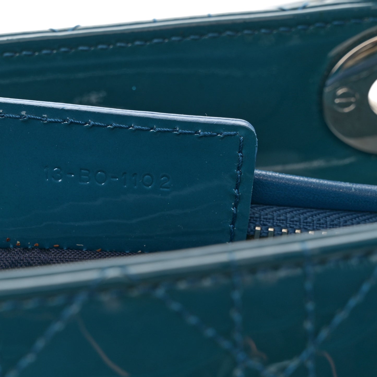 Patent Cannage Medium Lady Dior Blue