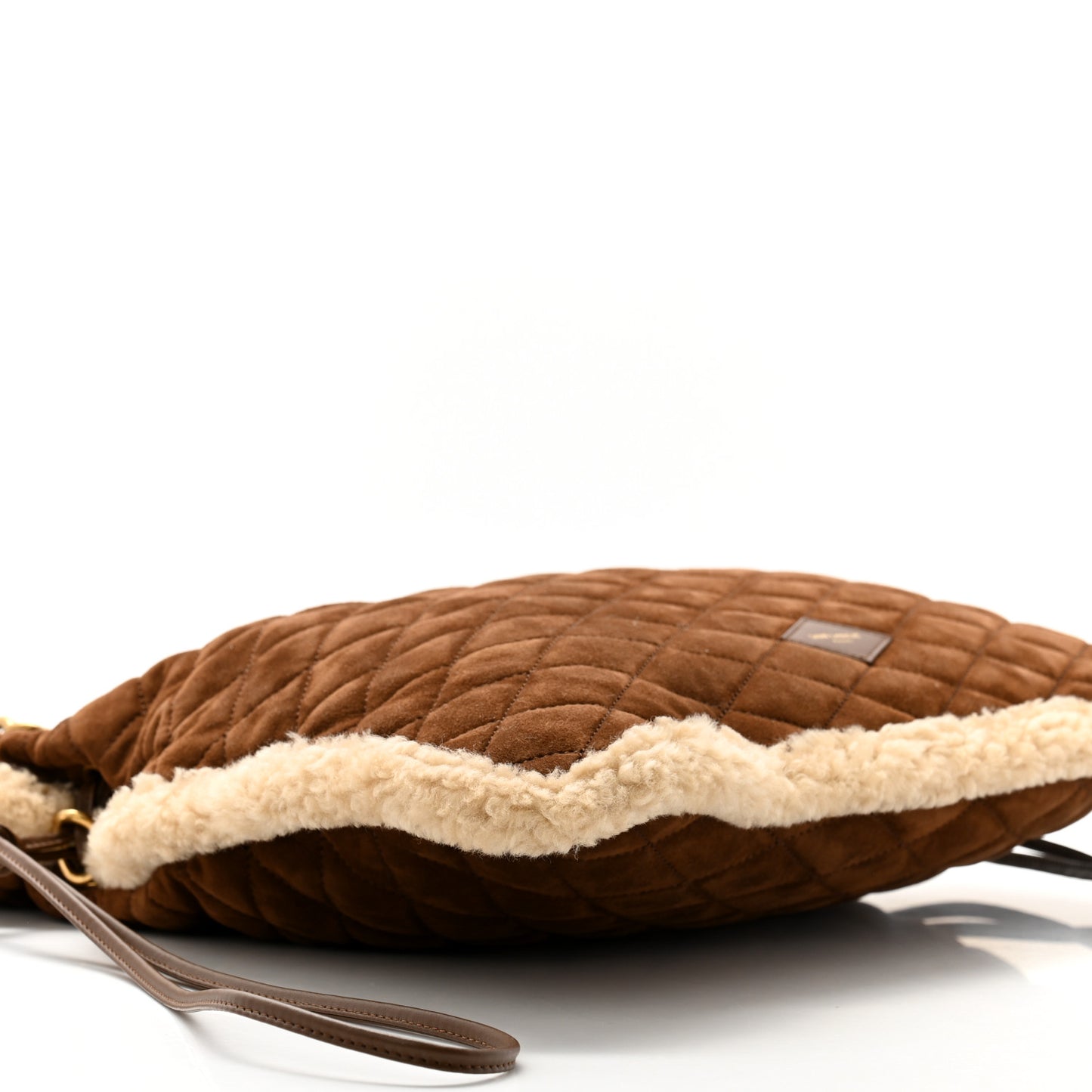 Suede Shearling Quilted Le Pochon Natural Tan
