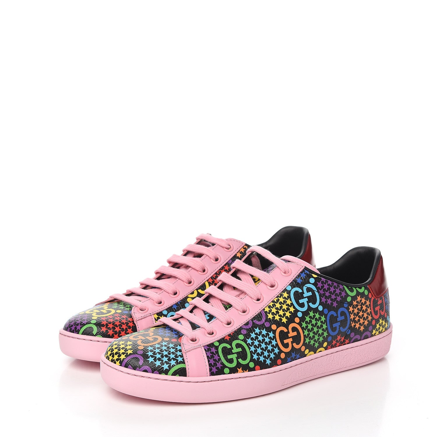 Gucci GG Supreme Monogram Psychedelic Womens Ace Sneakers 39 Black Multicolor Sugar Pink 3 of 9