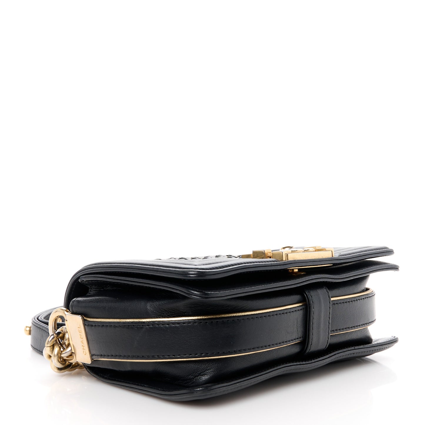 Sheepskin Braided Small Boy Reverso Flap Black