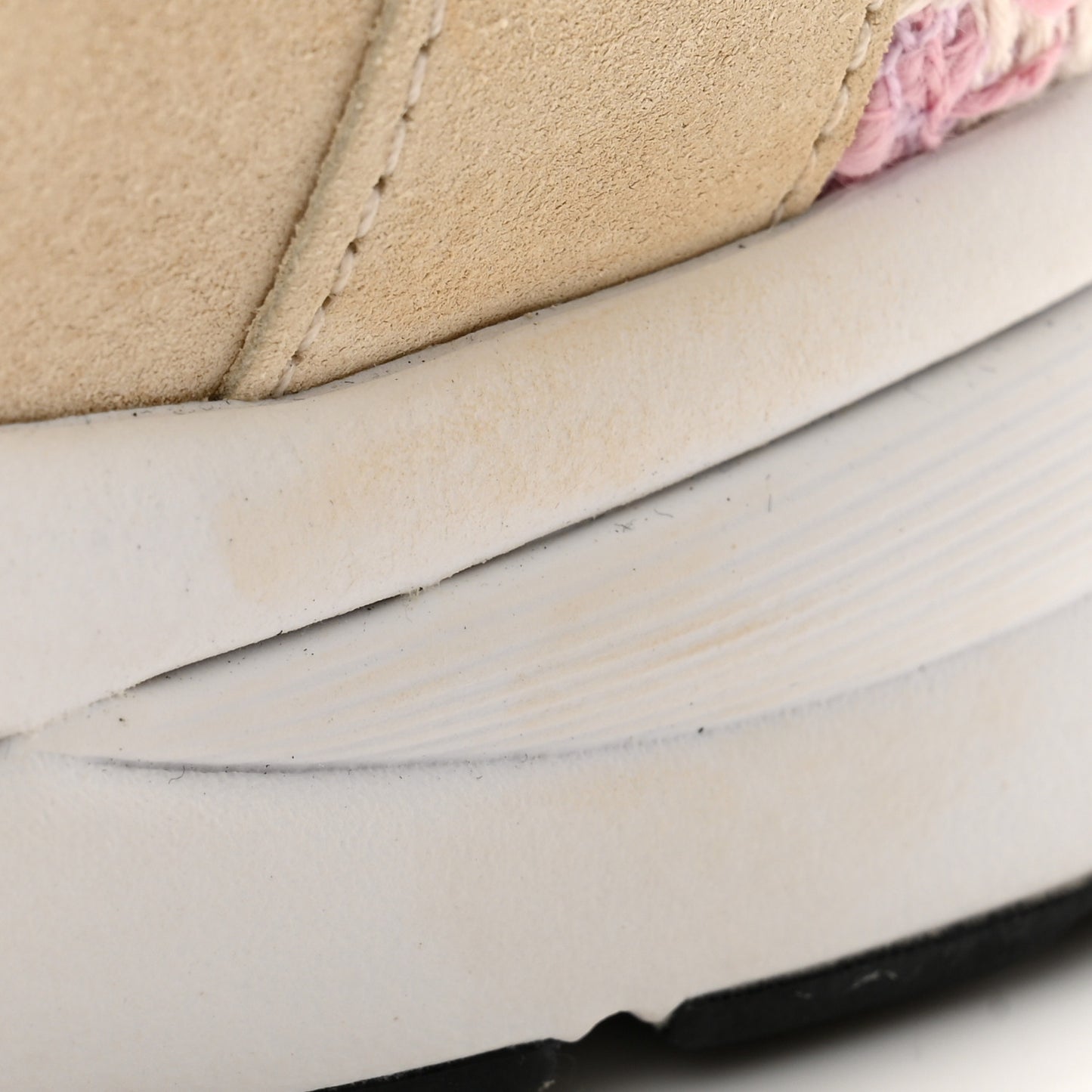 Tweed Suede Calfskin Womens CC Sneakers 40 Pink Ecru