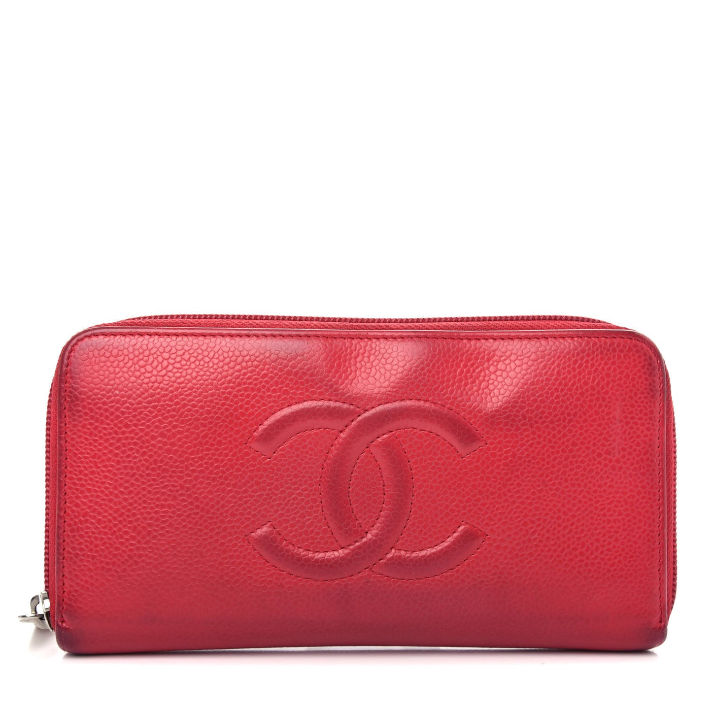 Caviar Large Timeless CC Zip Around Wallet Red