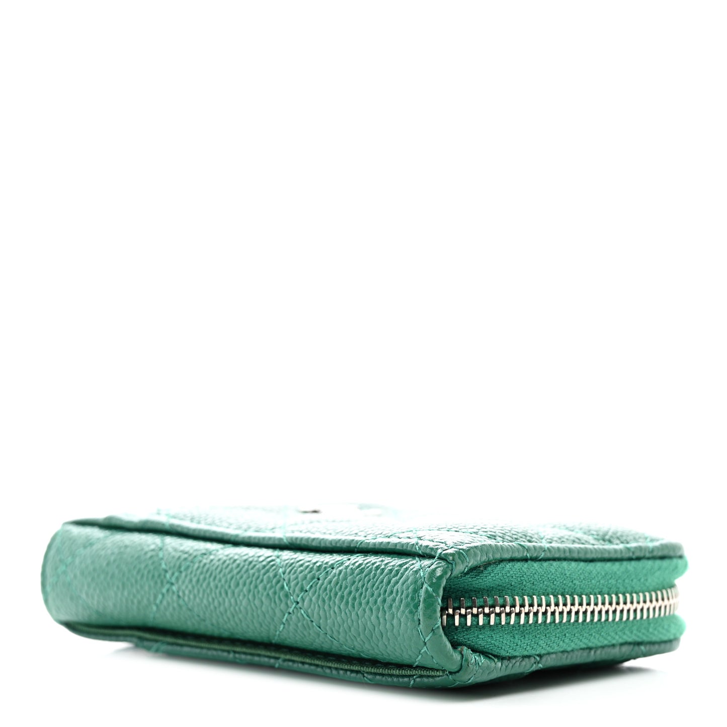 Caviar Quilted Zip Card Holder Green