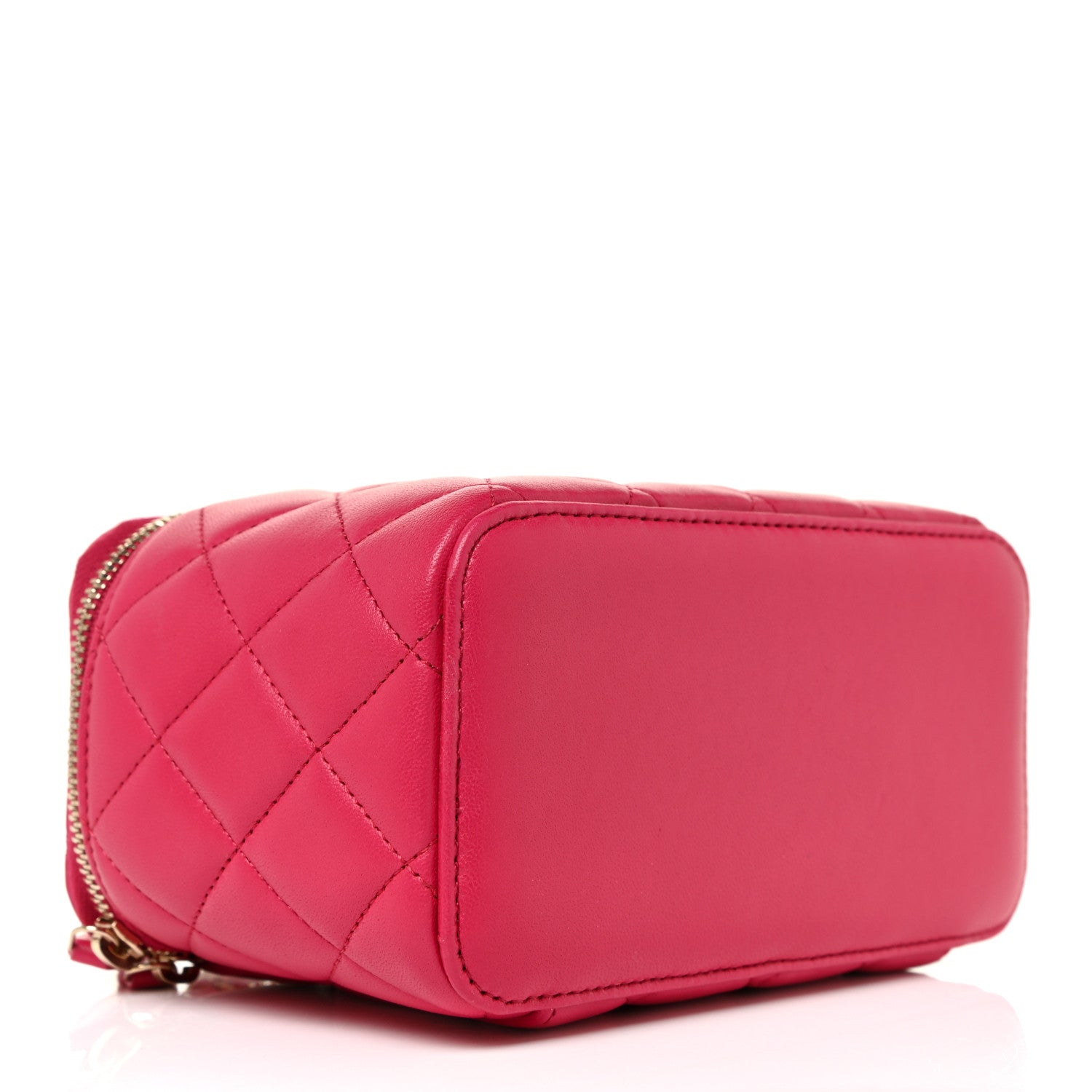 Chanel Lambskin Quilted Small Top Handle Vanity Case With Chain Dark Pink 4 of 11