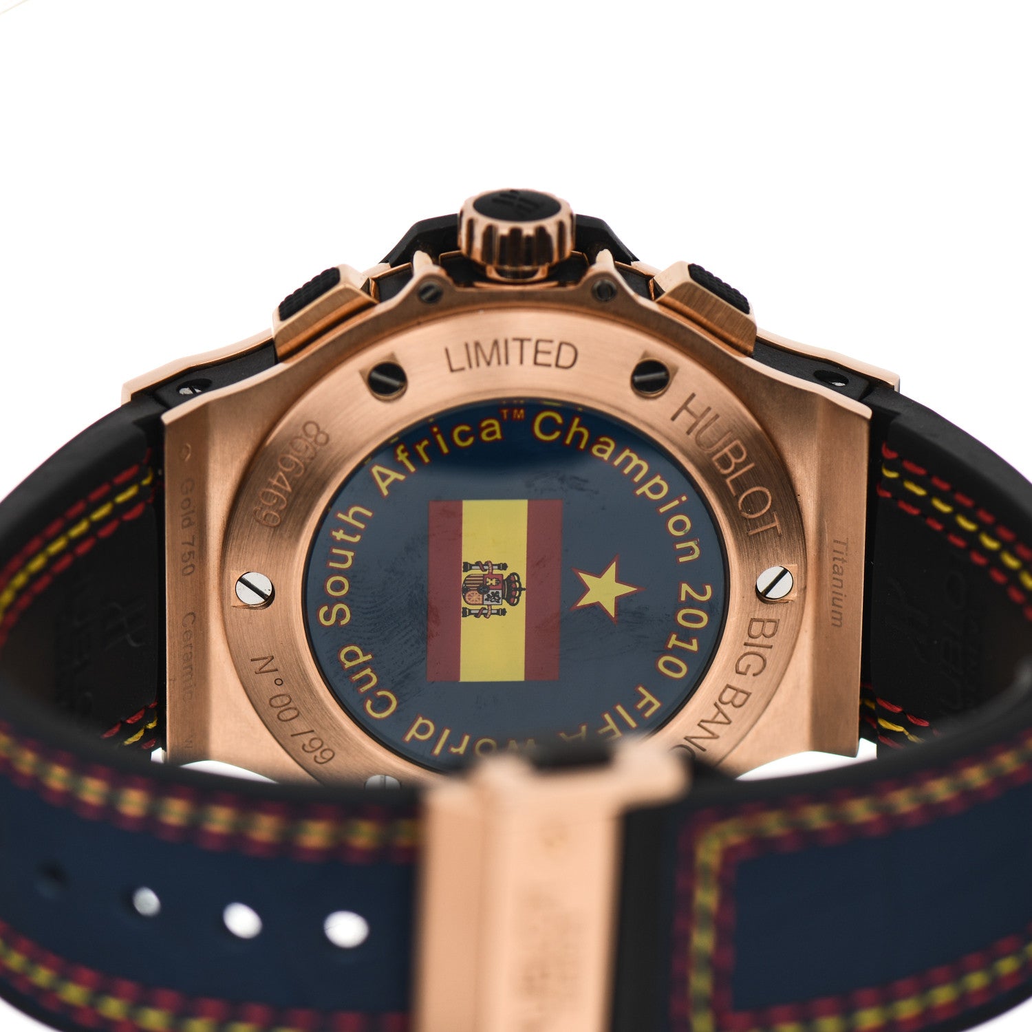 Hublot 18K Rose Gold Ceramic Alligator 44mm Big Bang Limited Edition "FIFA World Cup" Automatic Watch Blue 318.PM.8529.GR.ESP10 4 of 4