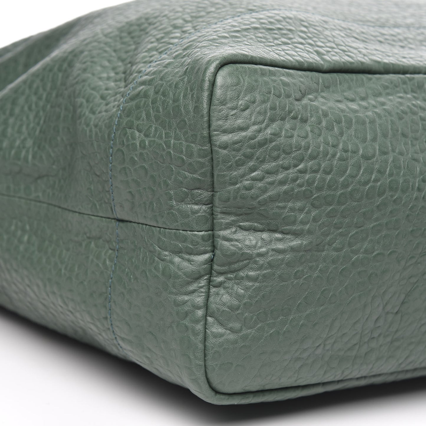 Pebbled Calfskin Large Mens Messenger Green