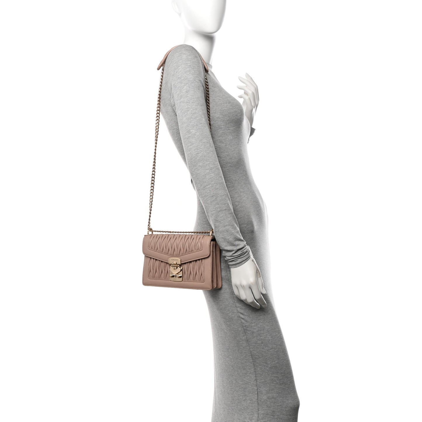 Lambskin Confidential Matelasse Chain Shoulder Bag Cammeo