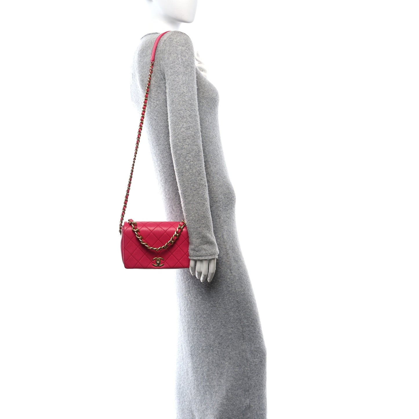 Caviar Quilted Small Fashion Therapy Flap Bag Dark Pink