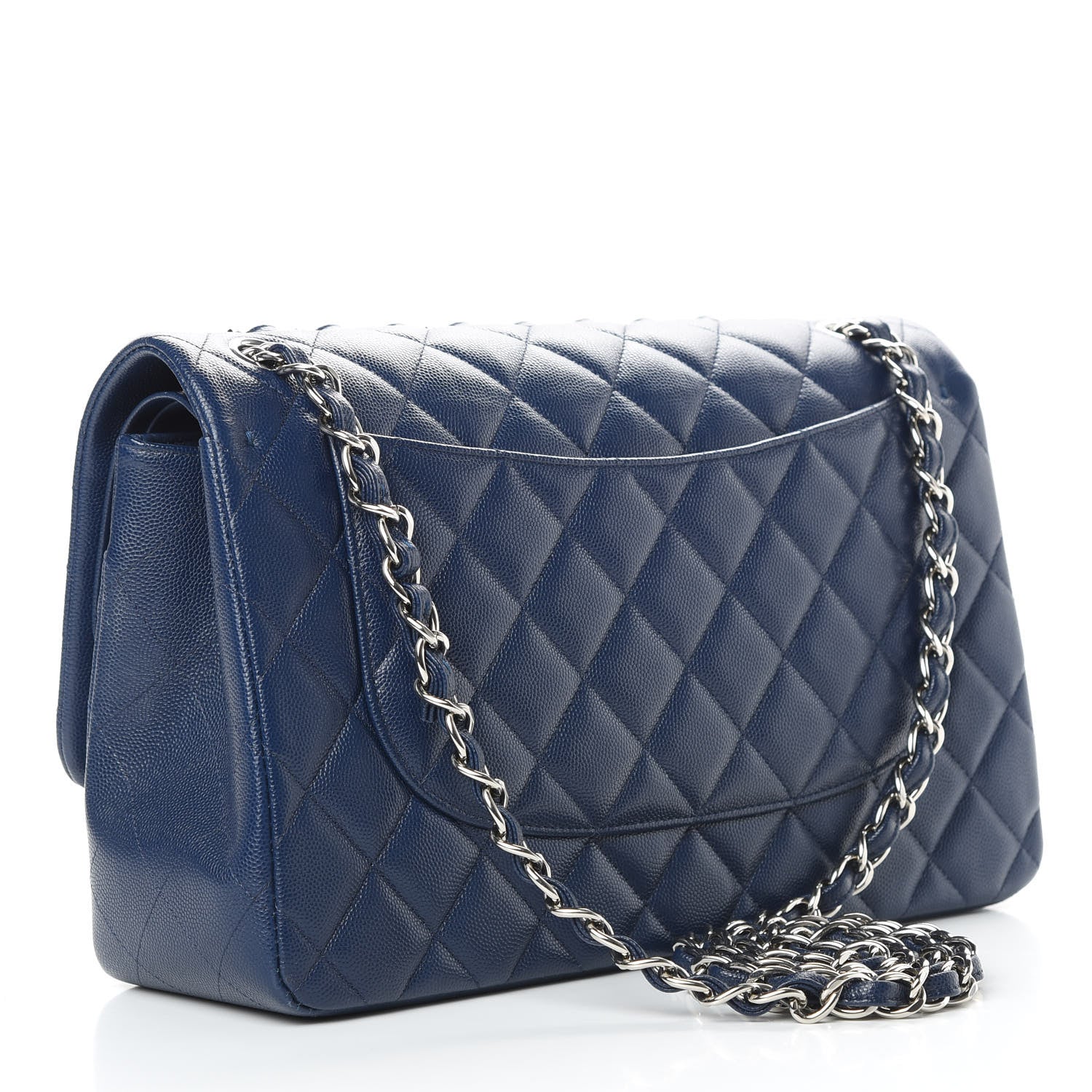 Chanel Caviar Quilted Jumbo Double Flap Blue 4 of 12